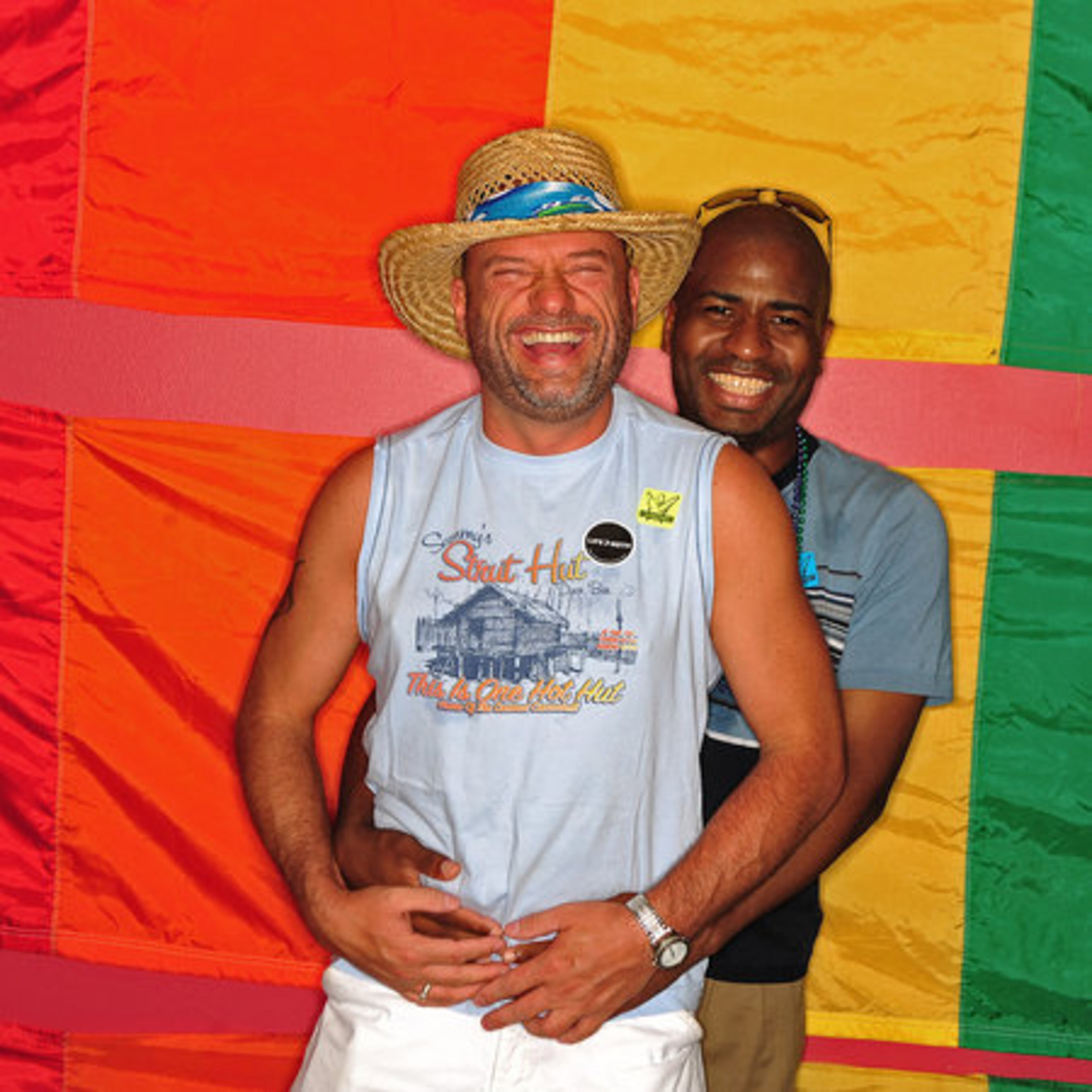 Michael Fair, left, and his partner, Mark White, have been seeing each other for over seven months.