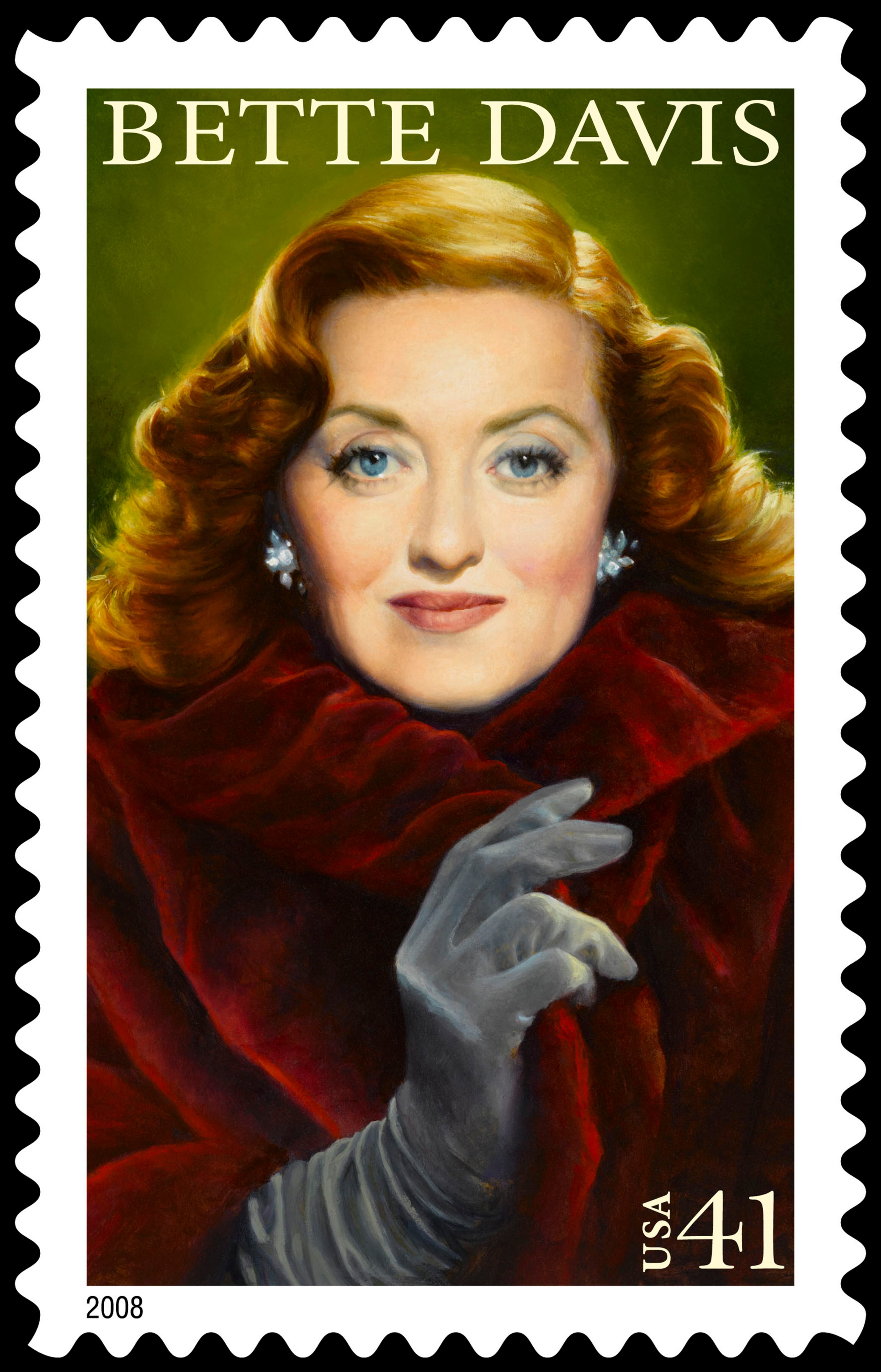 This handout image provided by the U.S. Postal Services shows a 2008 postage stamp honoring actress Bette Davis. (AP Photo/USPS)