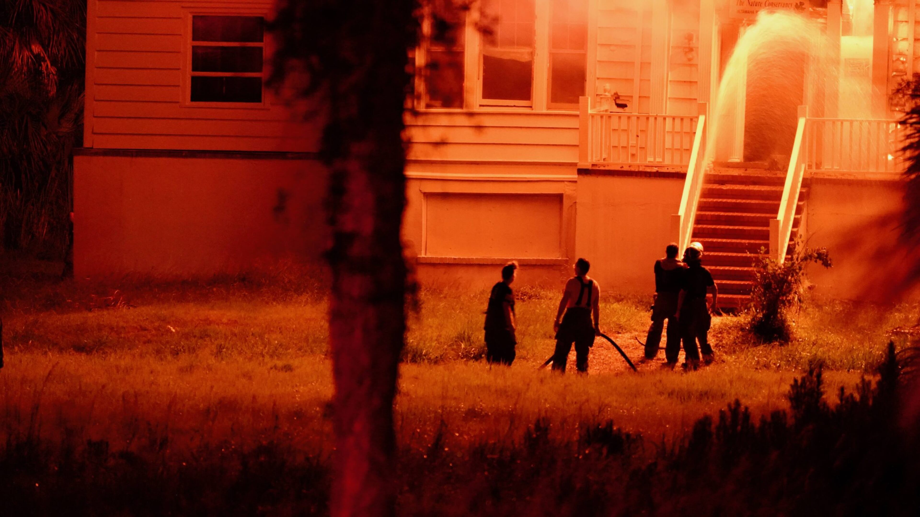 Firefighters battle a blaze at Butler Plantation, McIntosh County, Georgia, June 26, 2024. (Photo Courtesy of Robin Kemp/The Current GA)