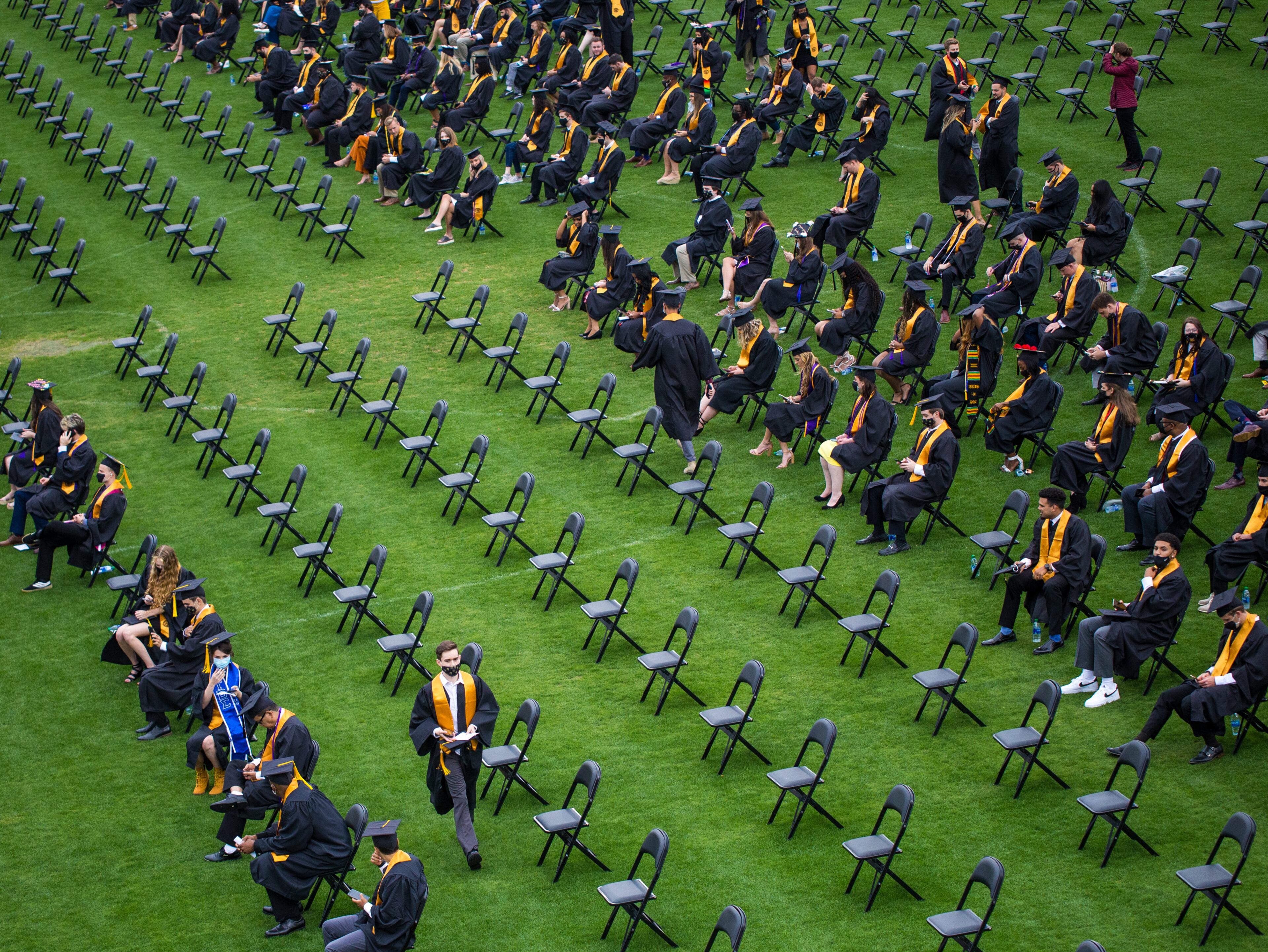 Kennesaw State University holds graduation Wednesday May 12, 2021 at the college’s stadium, FifthThird Bank Stadium. (Jenni Girtman for The Atlanta Journal Constitution)