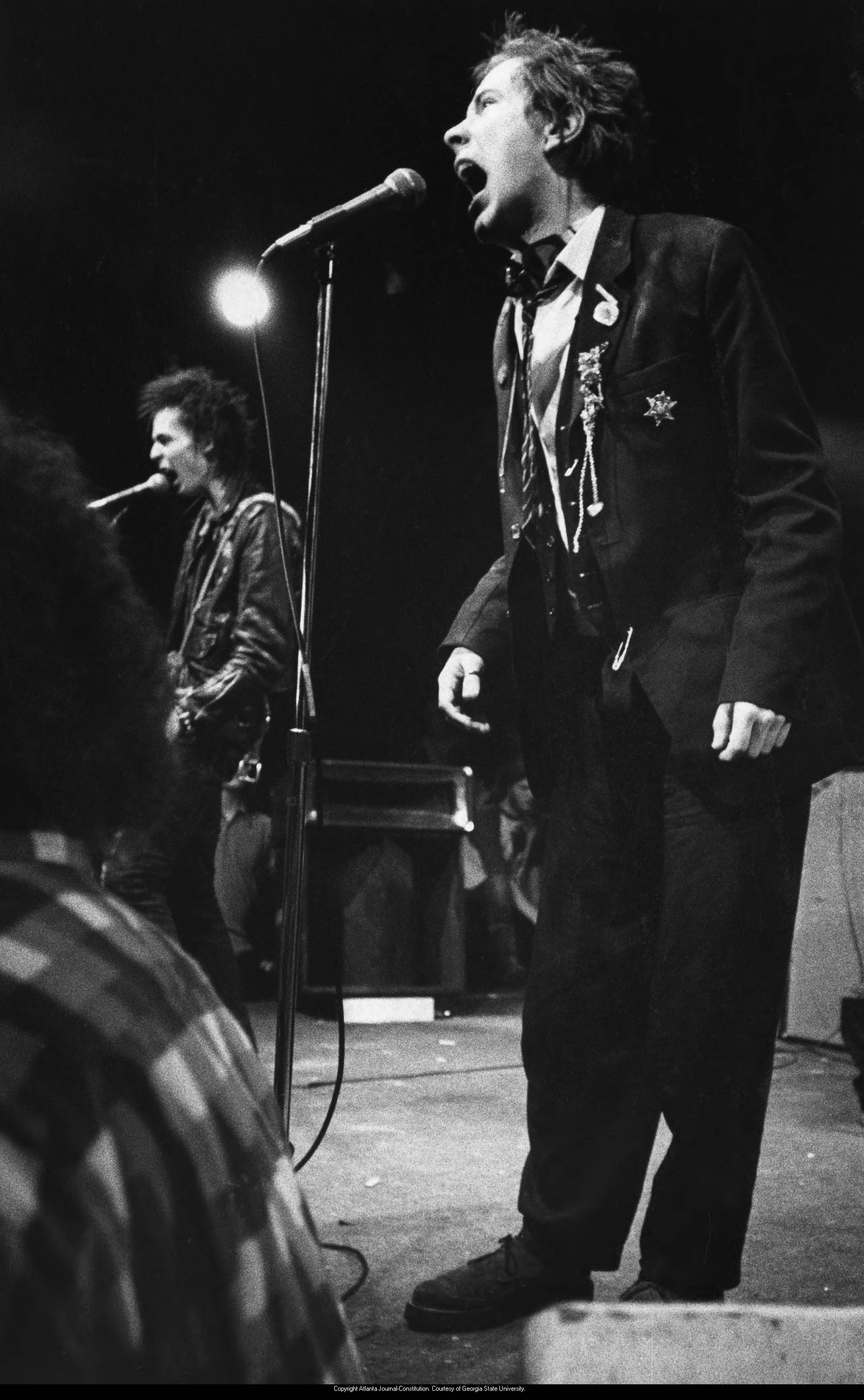 Sid Vicious and Johnny Rotten of the Sex Pistols, performing live for the first time in America, The Great Southern Music Hall, Atlanta, Georgia, January 5, 1978. (LOUIE FAVORITE / STAFF)