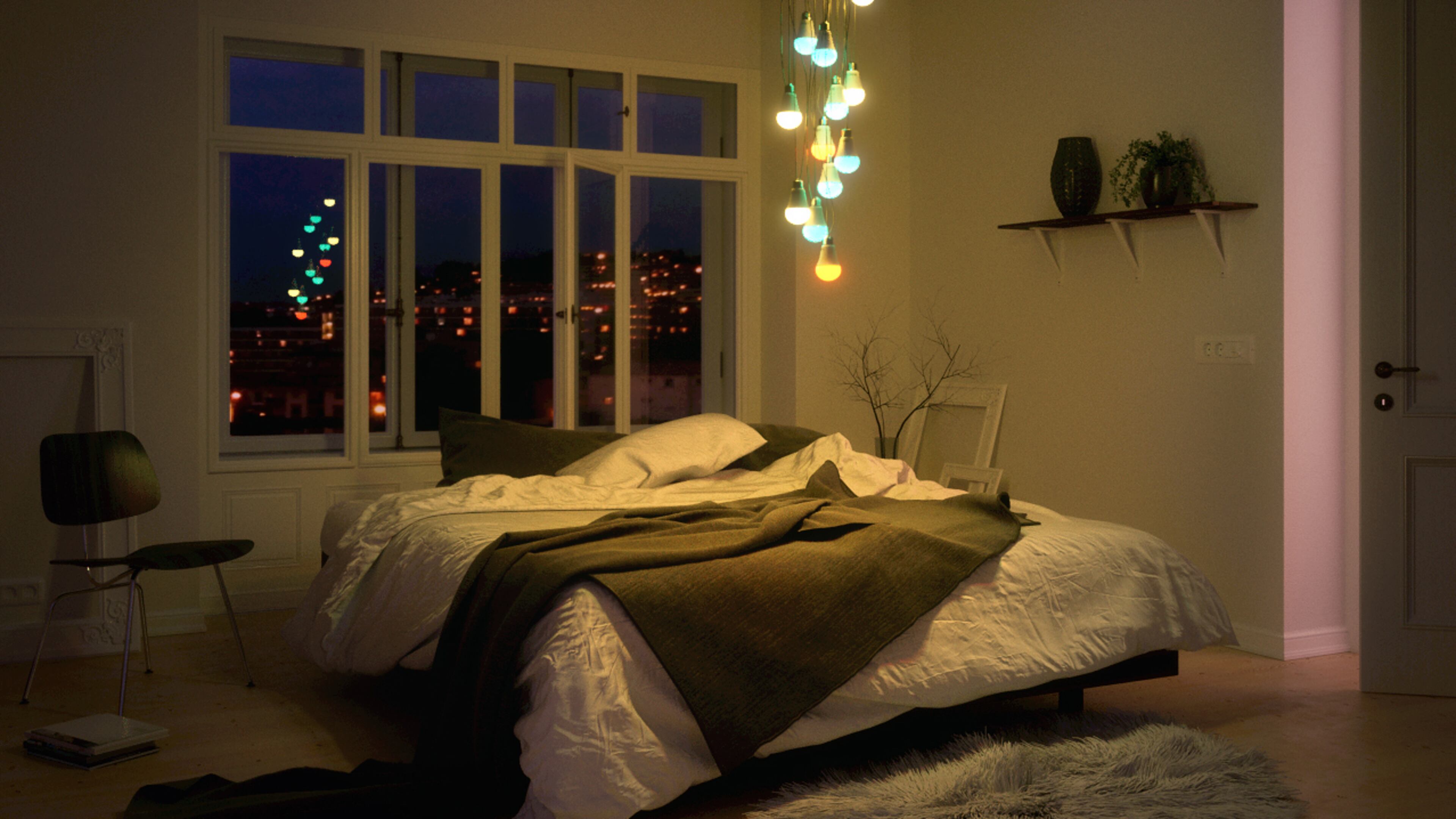 You can customize your own ilumi chandelier and control each bulb individually for dramatic, multicolored effects.