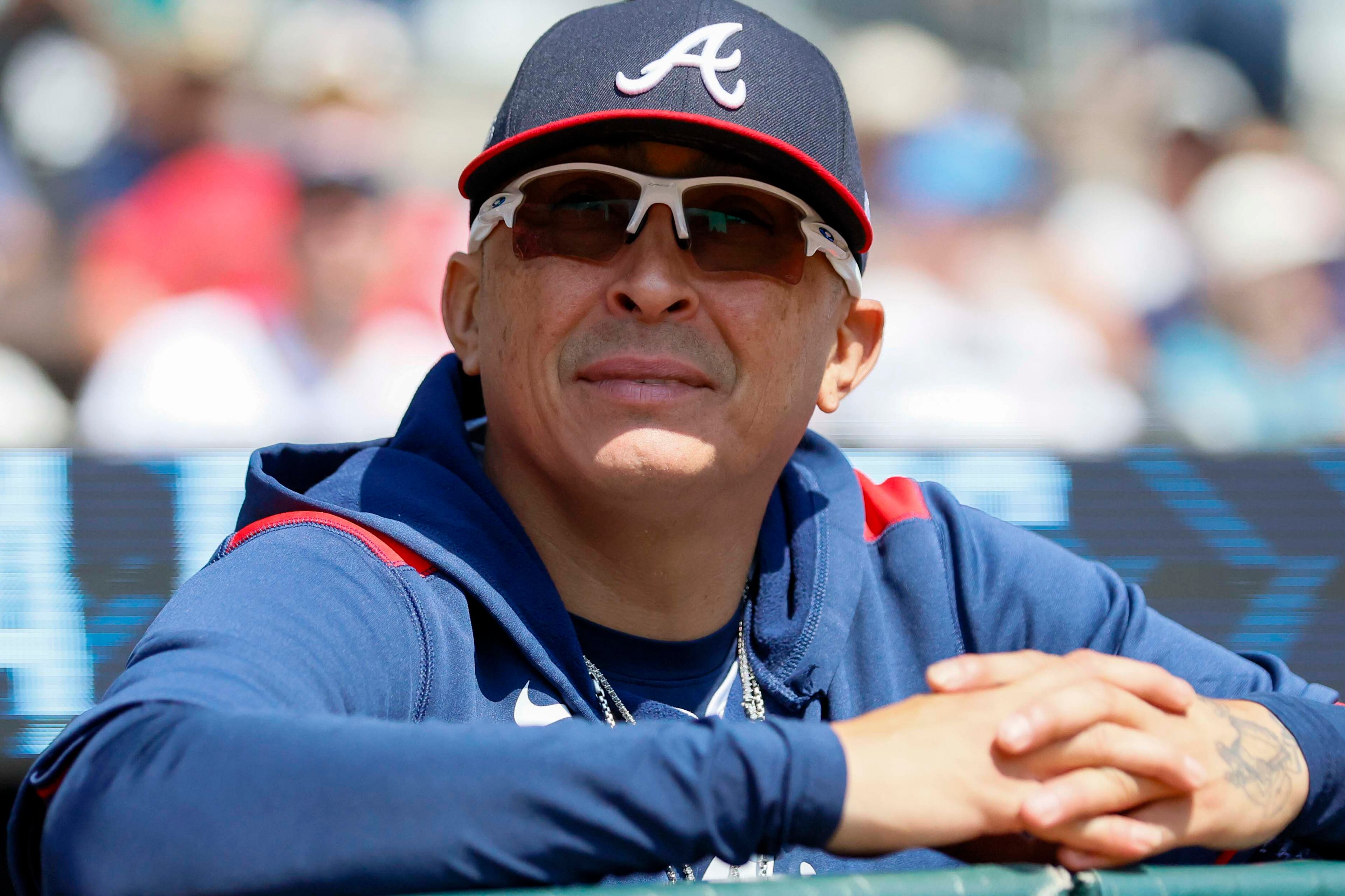 Atlanta Braves pitcher Jesse Chavez (60) watches the field as the braves take on the Baltimore Orioles at Truist Park on Sunday, July 6, 2025, in Atlanta.
(Miguel Martinez/ AJC)