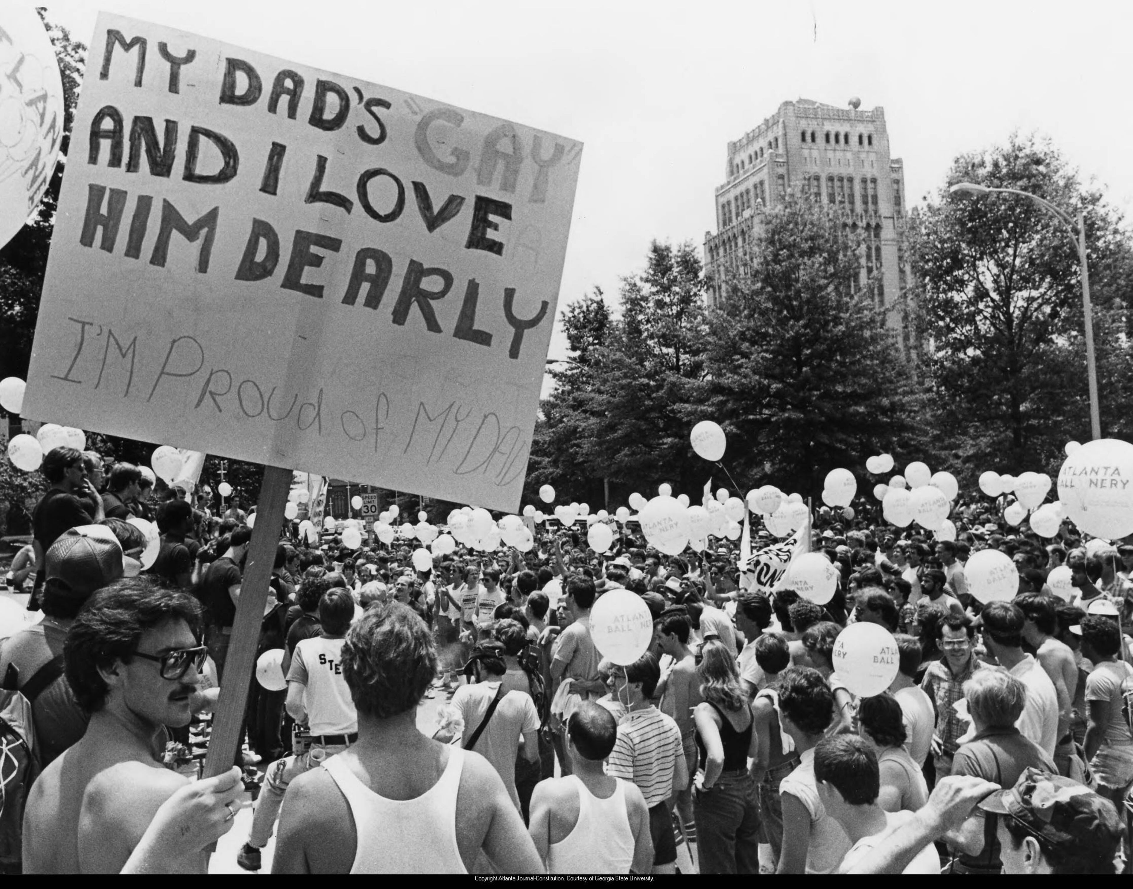 8th annual gay rights parade on Peachtree Street, Atlanta, Georgia, June 25, 1983. PHOTO BY LANNA SWINDLER / AJC ARCHIVES
