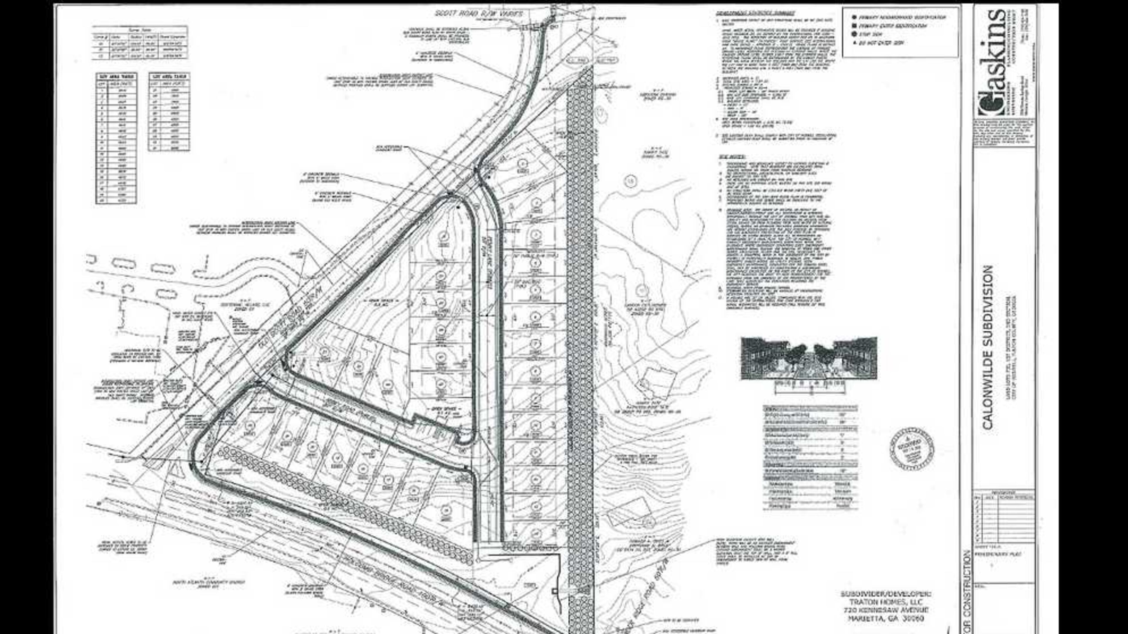 A blueprint for the Calonwilde Subdivision in Roswell. (CITY OF ROSWELL, PLANNING AND ZONING)