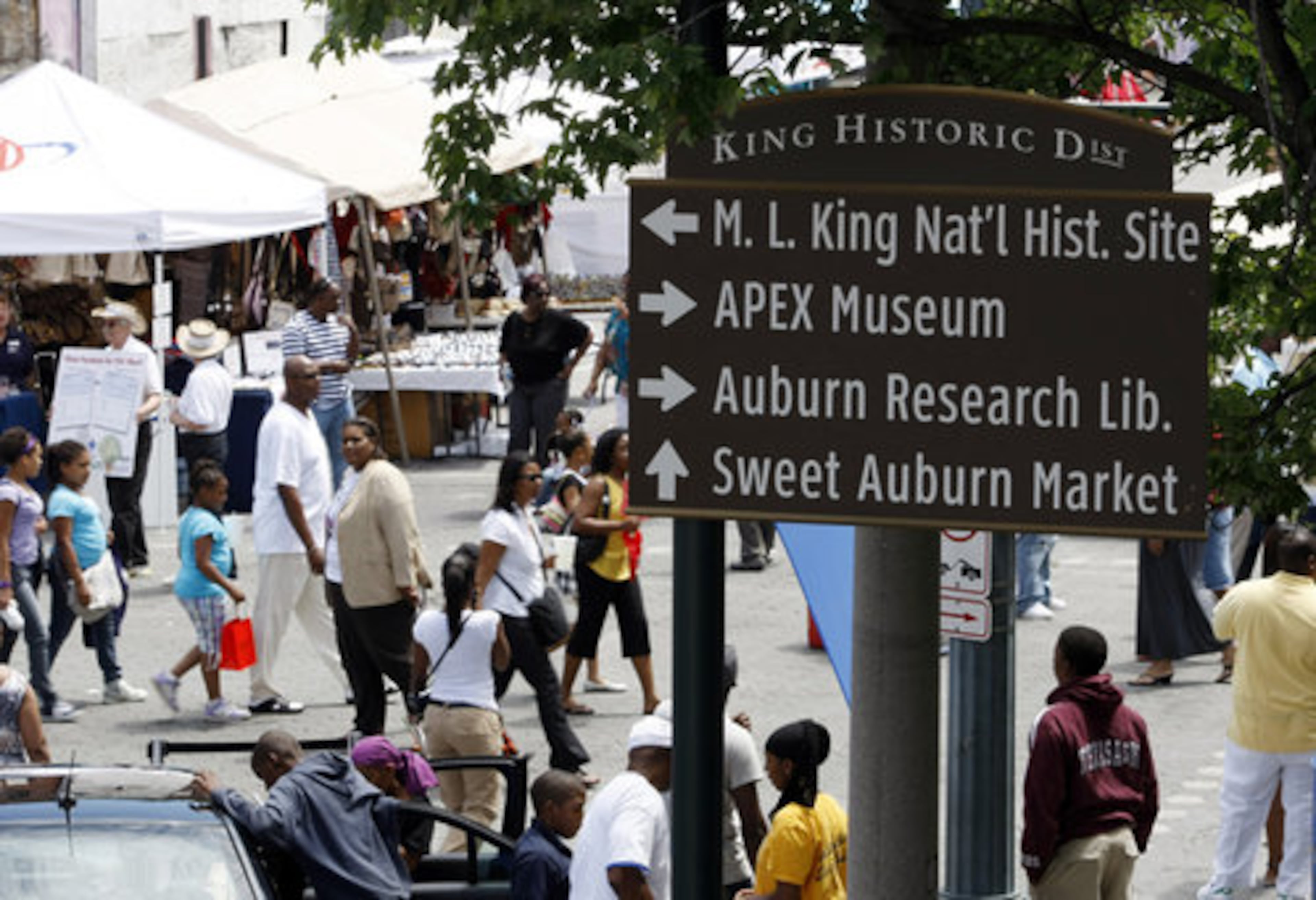 Concentrated along a short mile and a half of Auburn Avenue, the Sweet Auburn Historic District reflects the history, heritage and achievements of Atlanta's African Americans. The name Sweet Auburn was coined by John Wesley Dobbs. The businesses along Auburn were able to survive and thrive in the era of segregation.