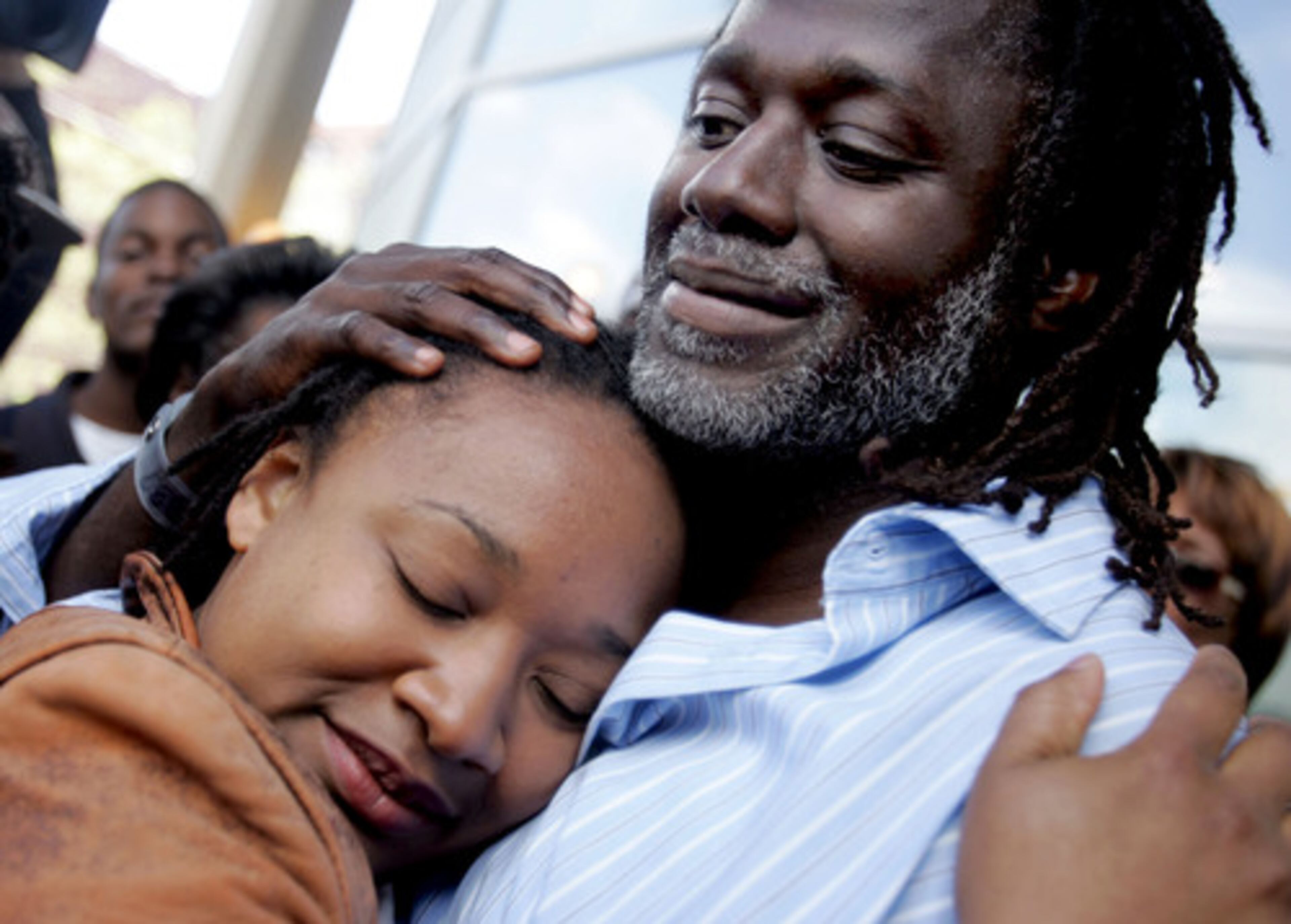 On Wednesday in Detroit, Walter Swift hugs his daughter Audrey Kelly Mills after his release from prison. Swift was freed after spending 26 years in jail for a rape he said he didn't commit.