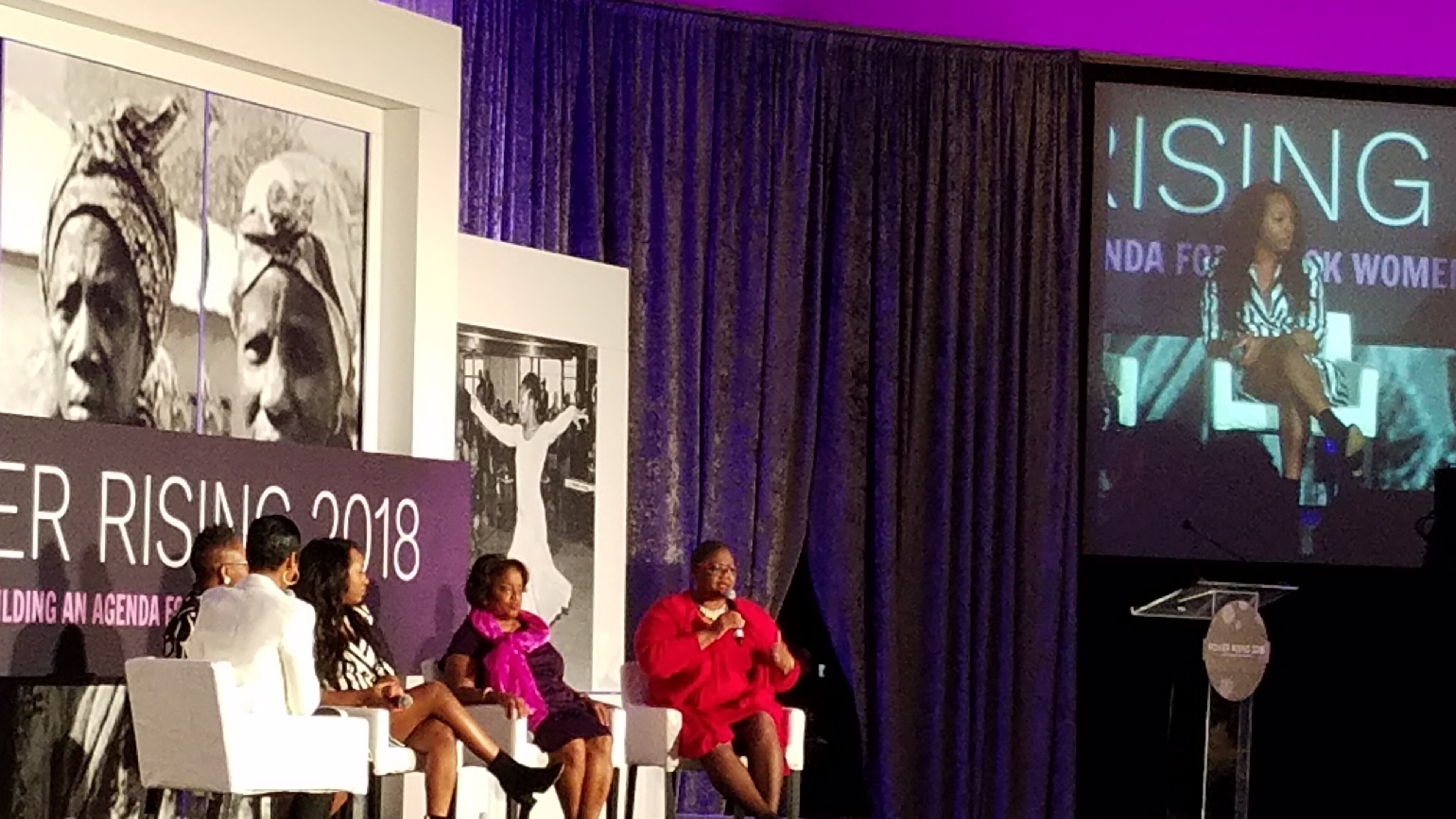 A panel of black female activists speak during the Power Rising conference in Atlanta. Maya T. Prabhu/maya.prabhu@ajc.com