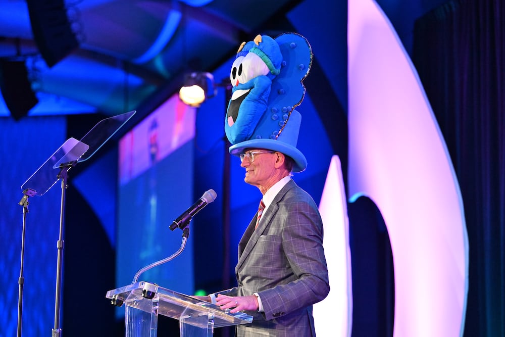 Central Atlanta Progress President and CEO A.J. Robinson speaks during an event at the Georgia Aquarium in March. (Hyosub Shin/AJC)