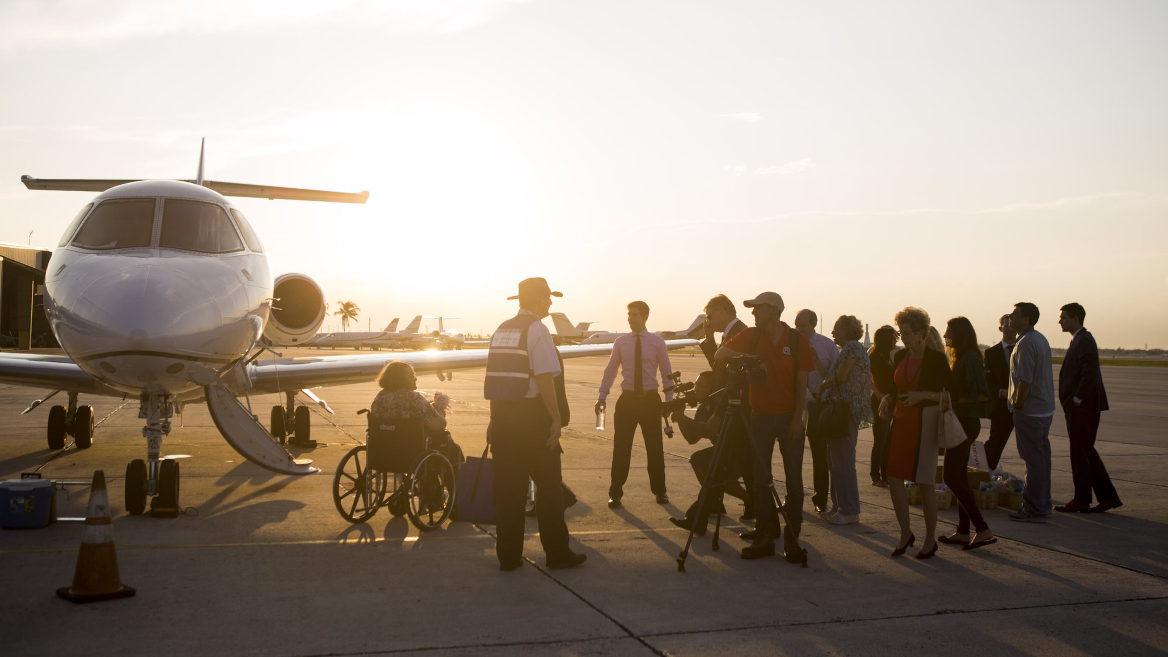 People arrive in West Palm Beach, Florida, from Puerto Rico on Tuesday, Sep. 26, 2017. The Eagles Wings Foundation led a rescue mission that transported elderly nursing home patients and some family members to safety after Hurricane Maria ravaged Puerto Rico. (Calla Kessler / The Palm Beach Post)