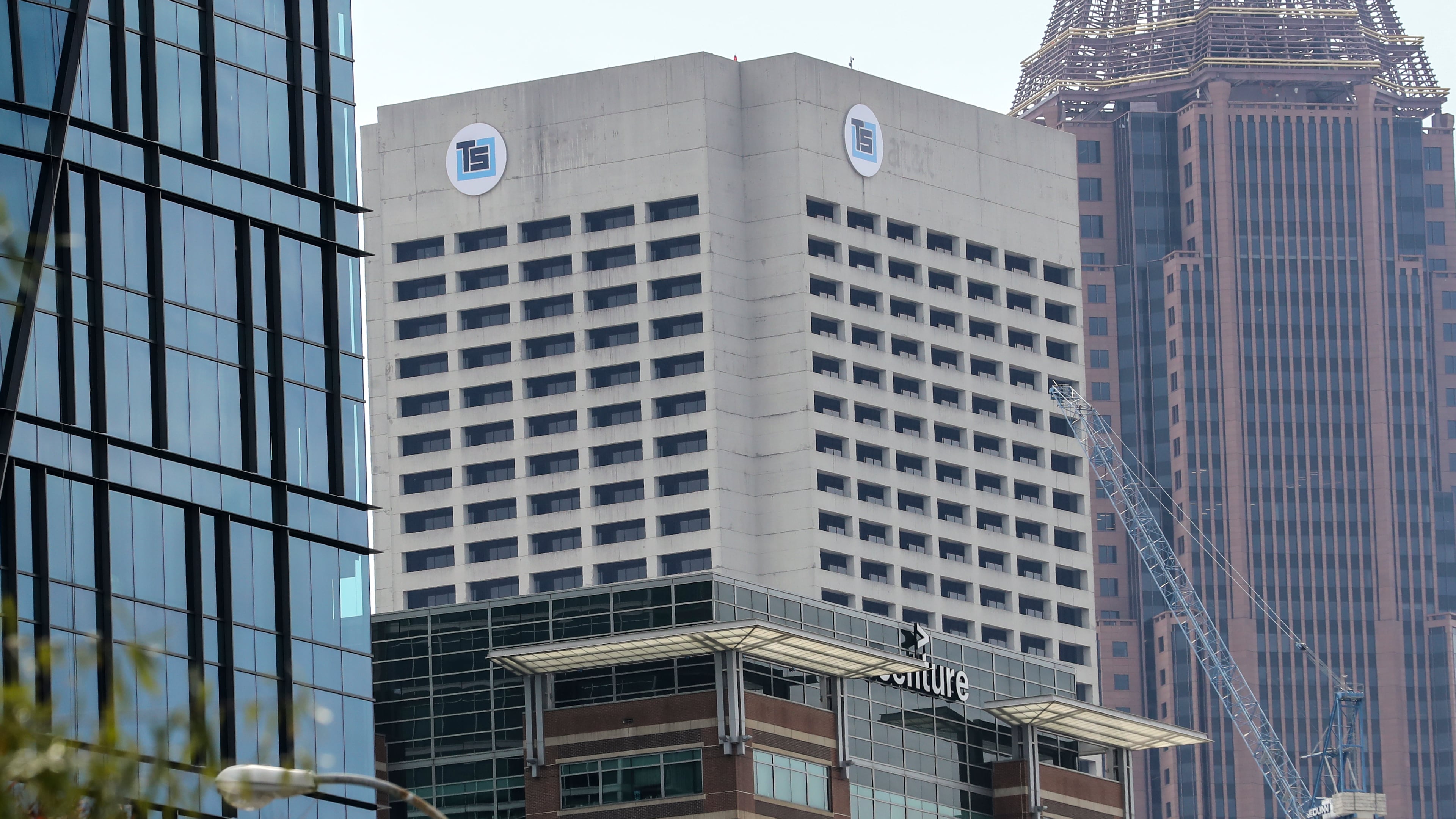 A Tower Square signature logo now sits atop what was the old AT&T building at 675 West Peachtree St. in Midtown Atlanta. (John Spink/AJC 2020)