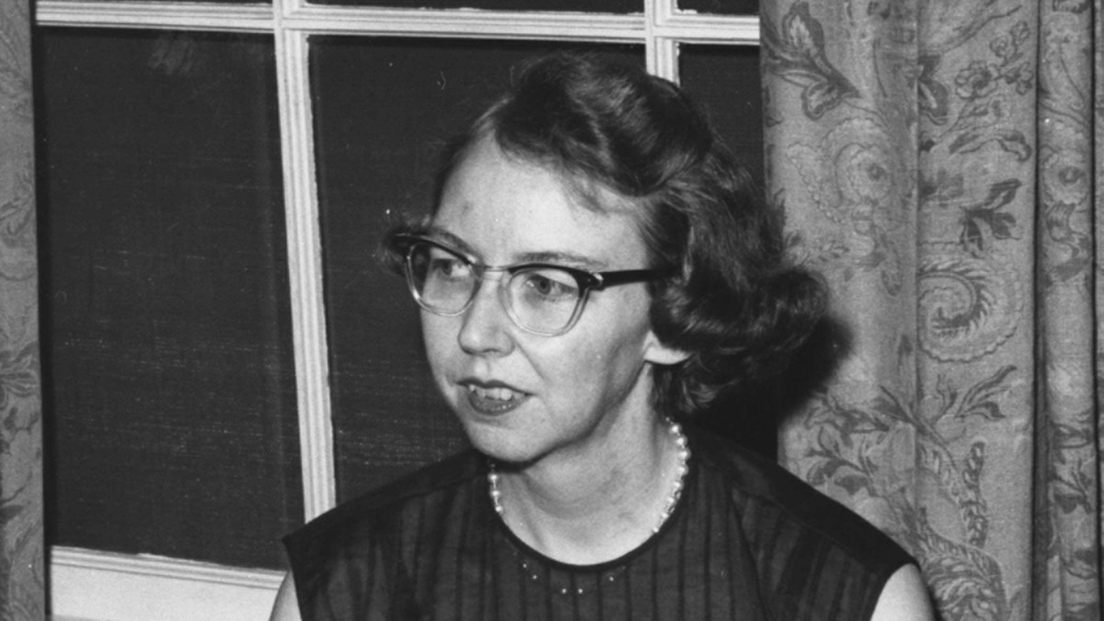 This undated photo shows author Flannery O’Connor. Her final home is being given to Georgia College and State University after a small foundation struggled to keep up the historic property. The Savannah-born author spent the last 13 years of her life on the Middle Georgia dairy farm known as Andalusia. O’Connor completed her best-known works there, including the short story collection “A Good Man Is Hard To Find.” (Atlanta Journal-Constitution via AP)