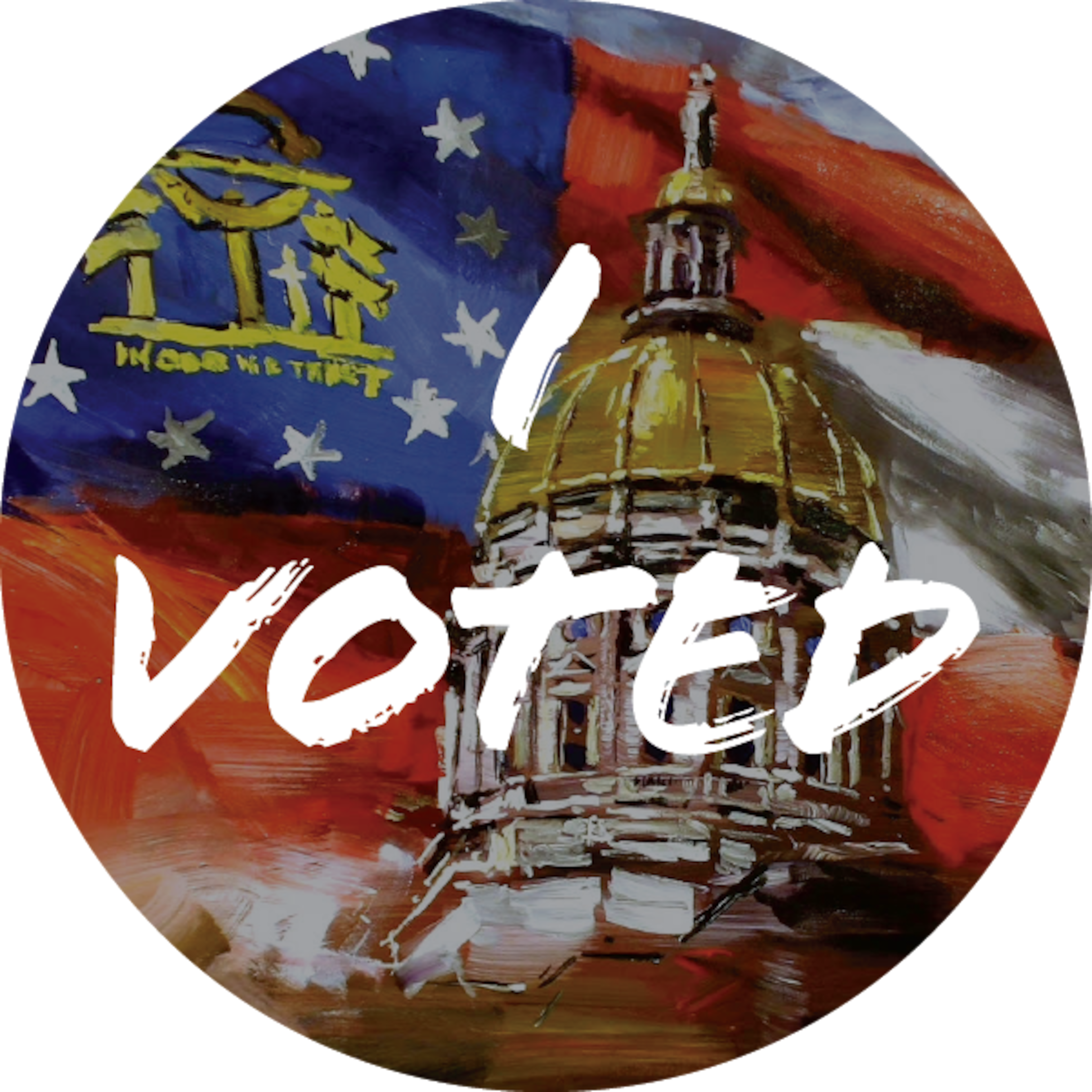 The new "I Voted" sticker, designed by artist Steve Penley. (Courtesy)