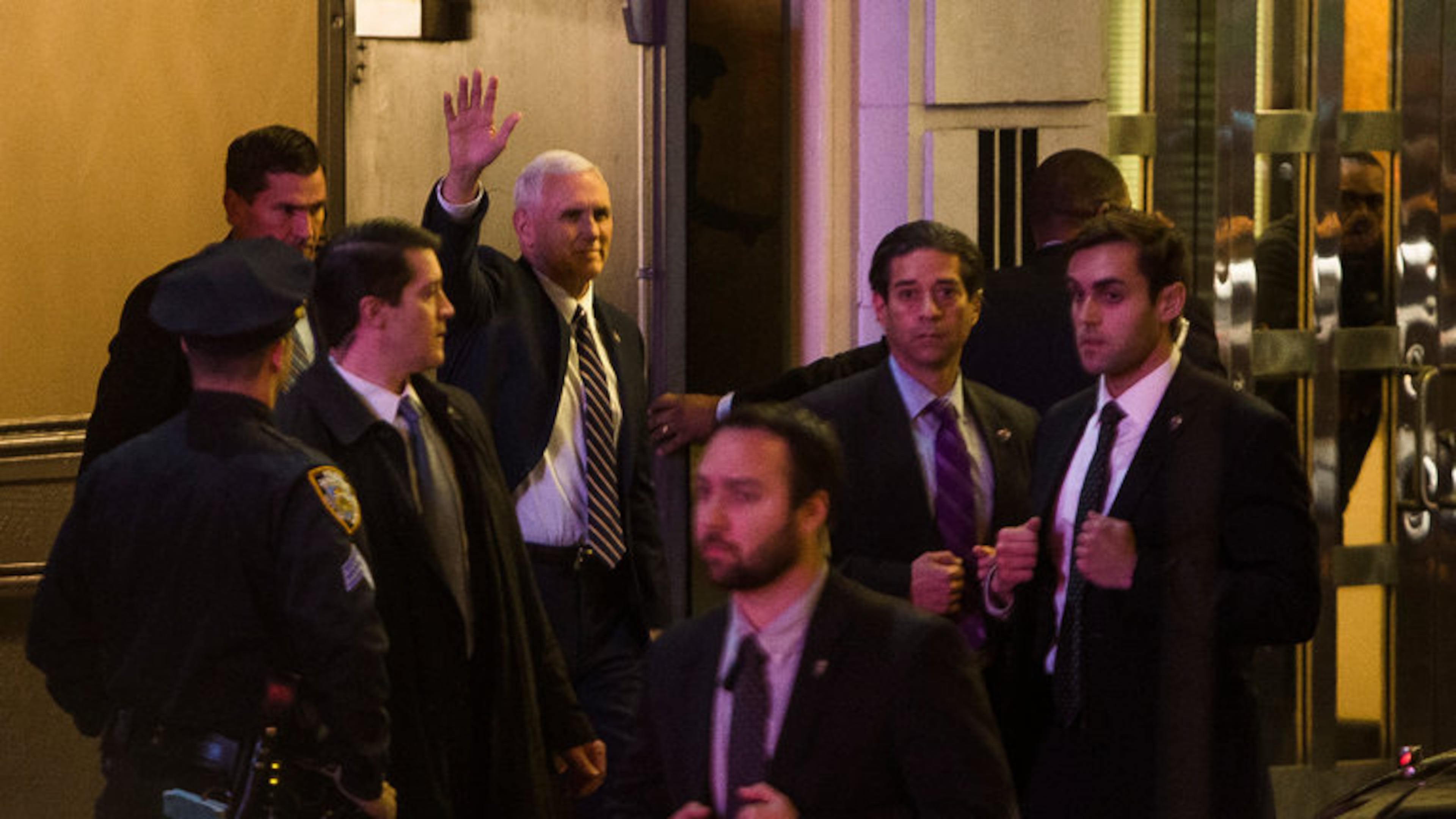 Vice President-elect Mike Pence at "Hamilton." AP photo