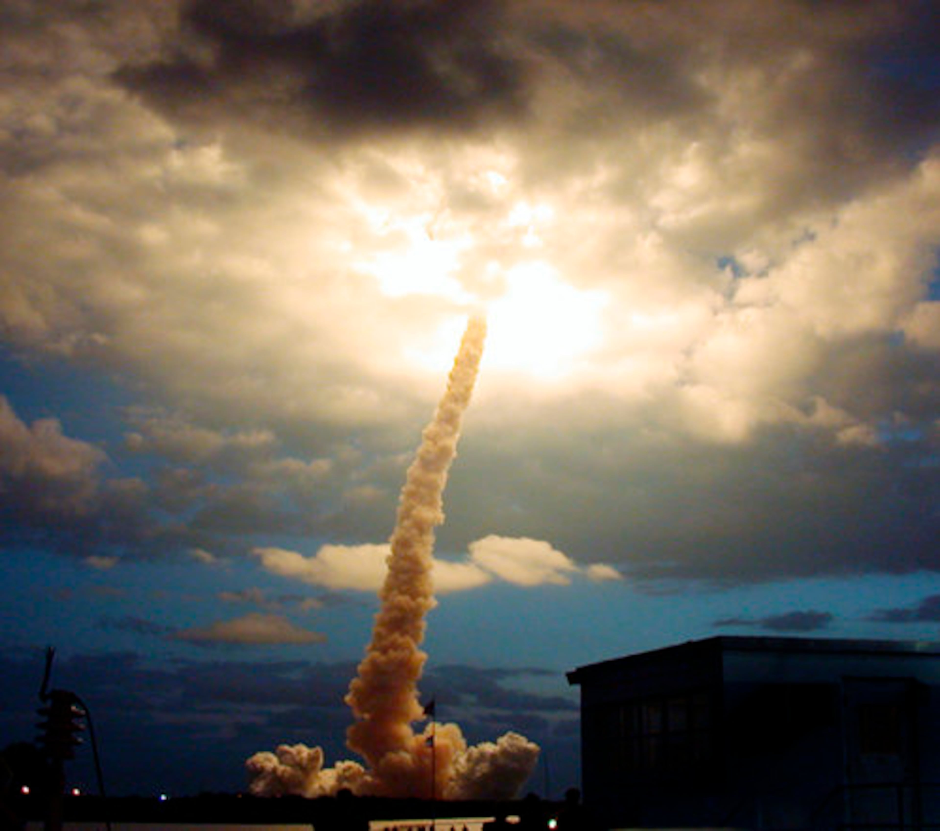 For 134 missions space shuttles have taken off from Cape Canaveral, Fla. The shuttle's long exhaust plume and boom upon liftoff could often be seen and heard for miles. The shuttle reaches speeds of up to 18,000 miles per hour during liftoff. The most shuttle flights taken in one year was nine.