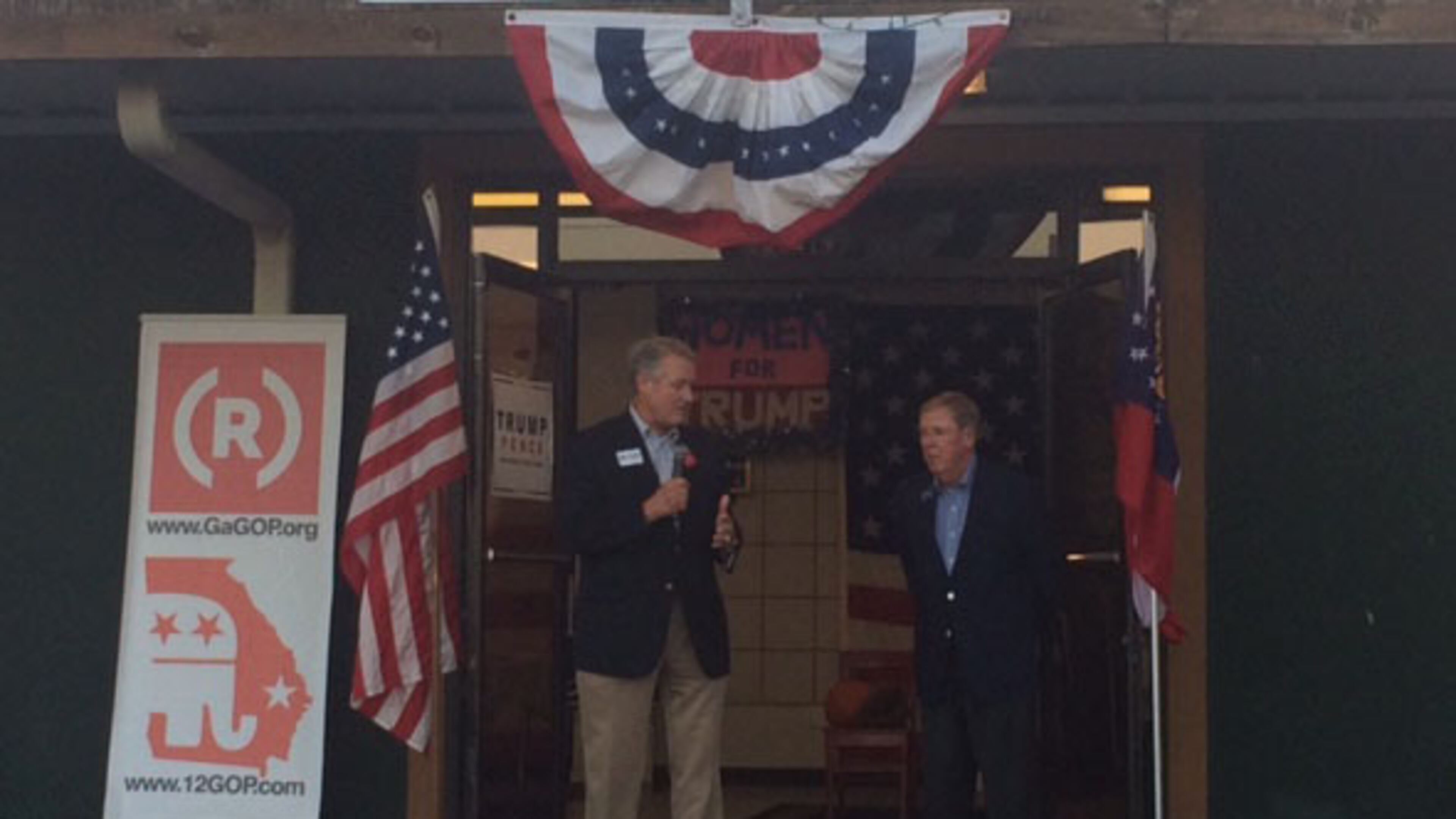 U.S. Sen. Johnny Isakson, right, campaigns with U.S. Rep. Rick Allen, R-Evans, in Augusta on Nov. 5. Tamar Hallerman/AJC