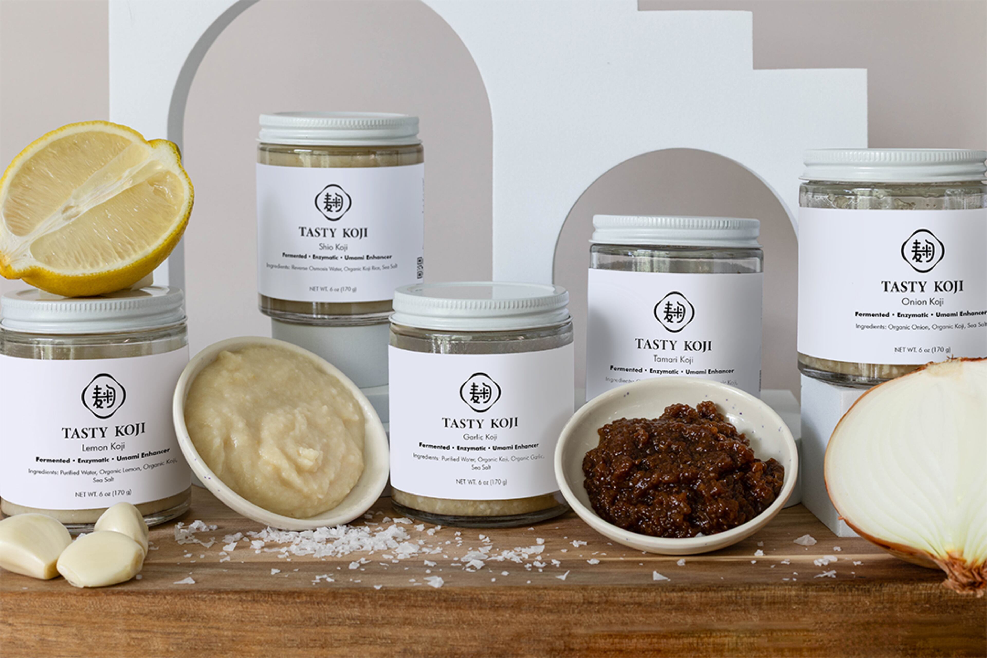 Koji-based tamari and pastes from Tasty Koji. (Courtesy of Tasty Koji/Amanda Gaenssley Photography)