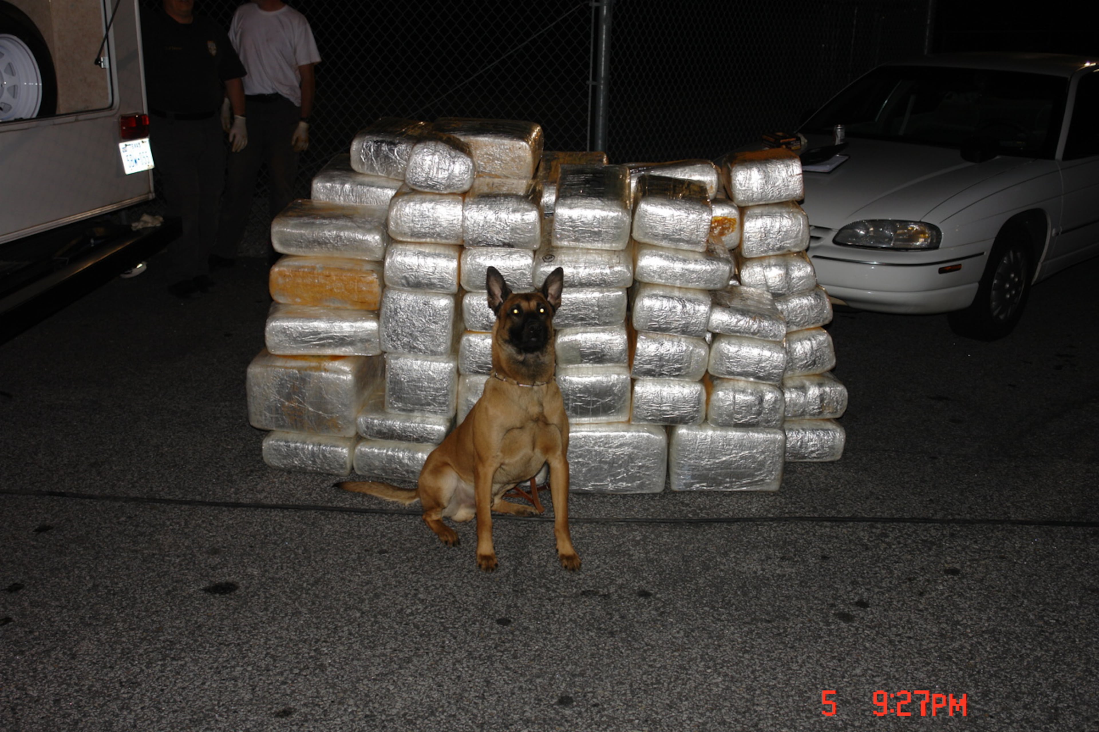 K-9 Chris recovered 1,000 pounds of marijuana and more than $100,000 in cash in a 2007 search. He died this weekend.