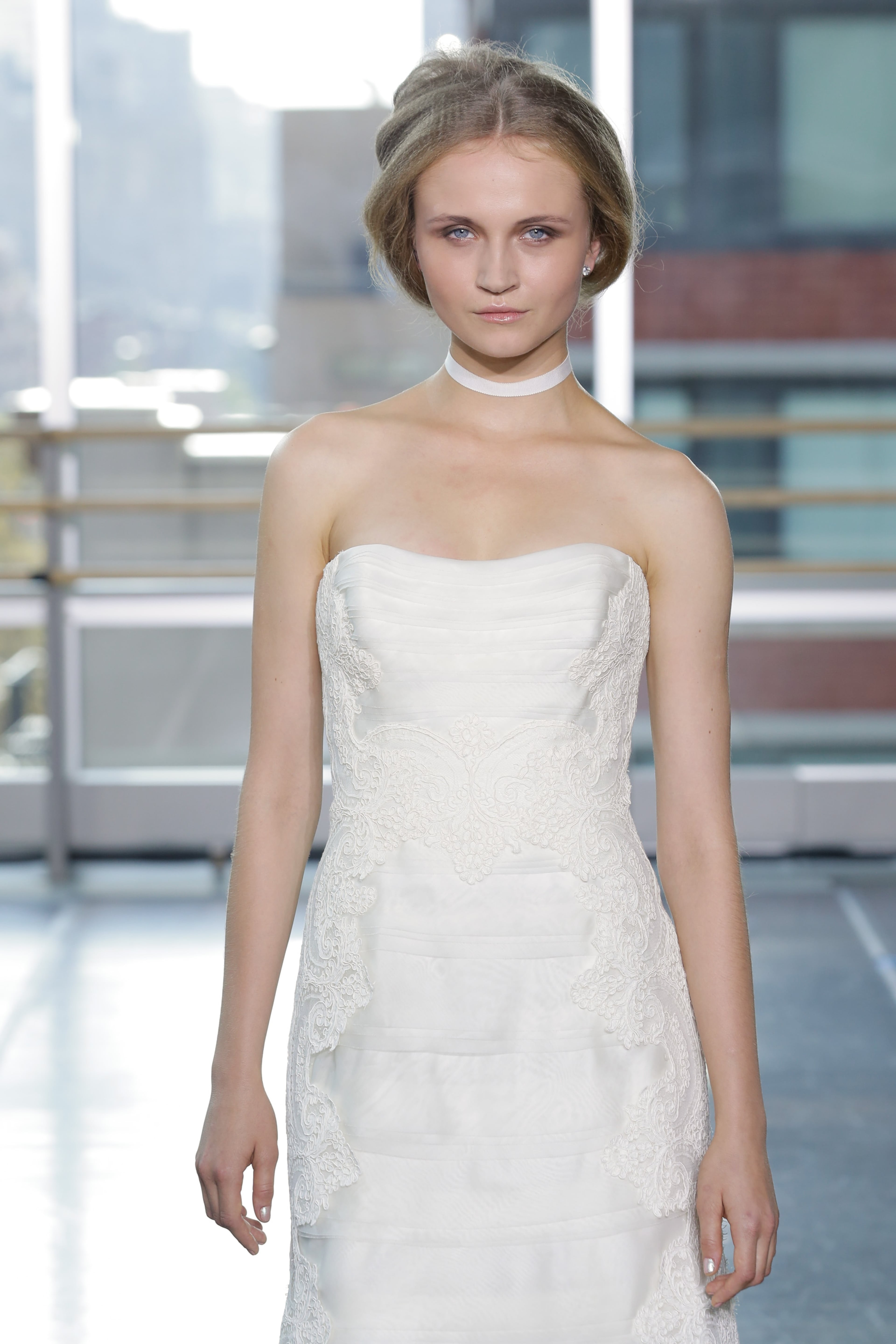 A model walks the runway during the Rita Vinieris-Rivini Fall 2014 Bridal Collection at Alvin Alley Studios on Oct. 13, 2013, in New York City.