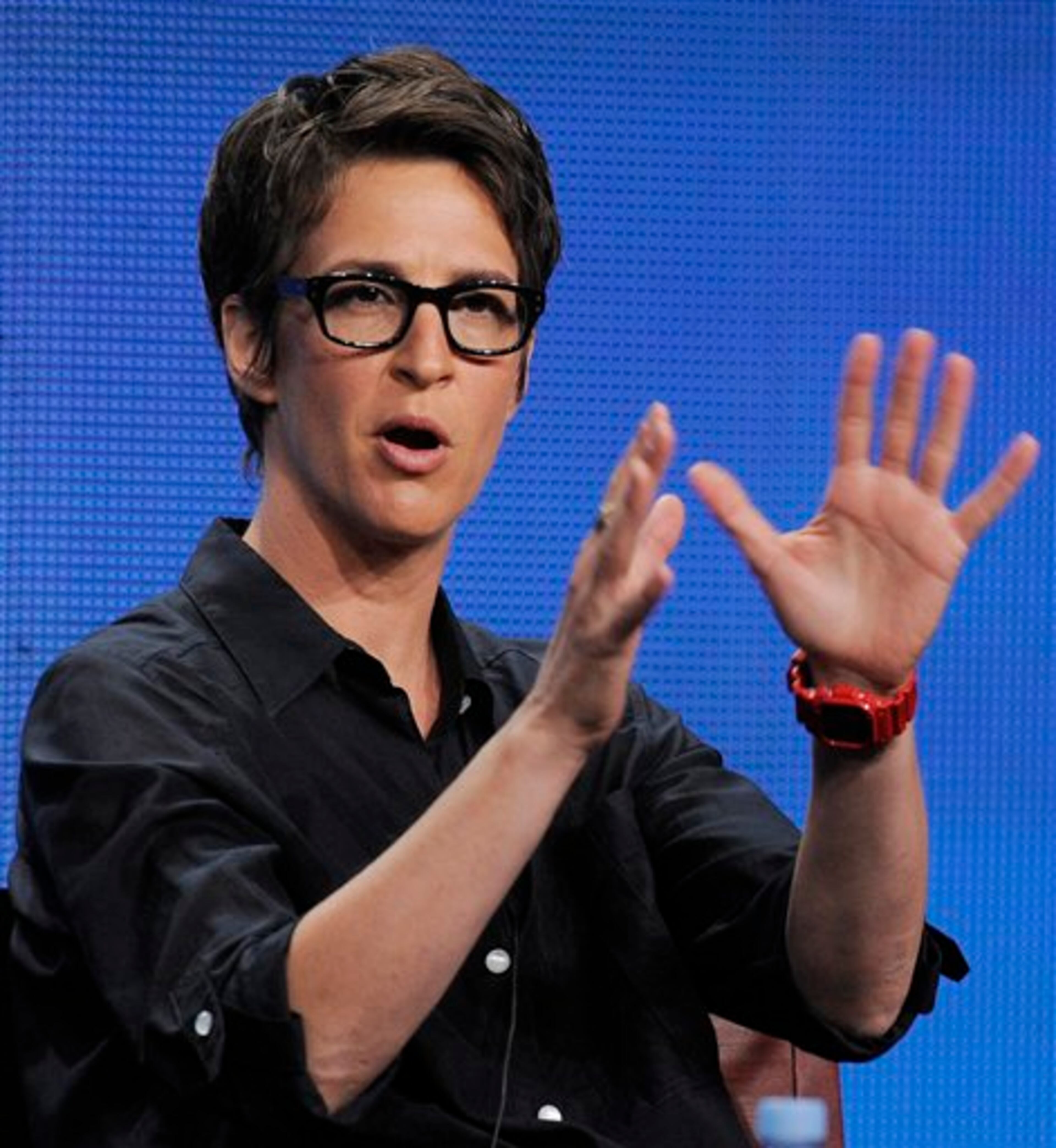 Rachel Maddow, host of "The Rachel Maddow Show" on MSNBC, takes part in a panel discussion at the NBC Universal summer press tour, Tuesday, Aug. 2, 2011, in Beverly Hills, Calif. (AP Photo/Chris Pizzello)