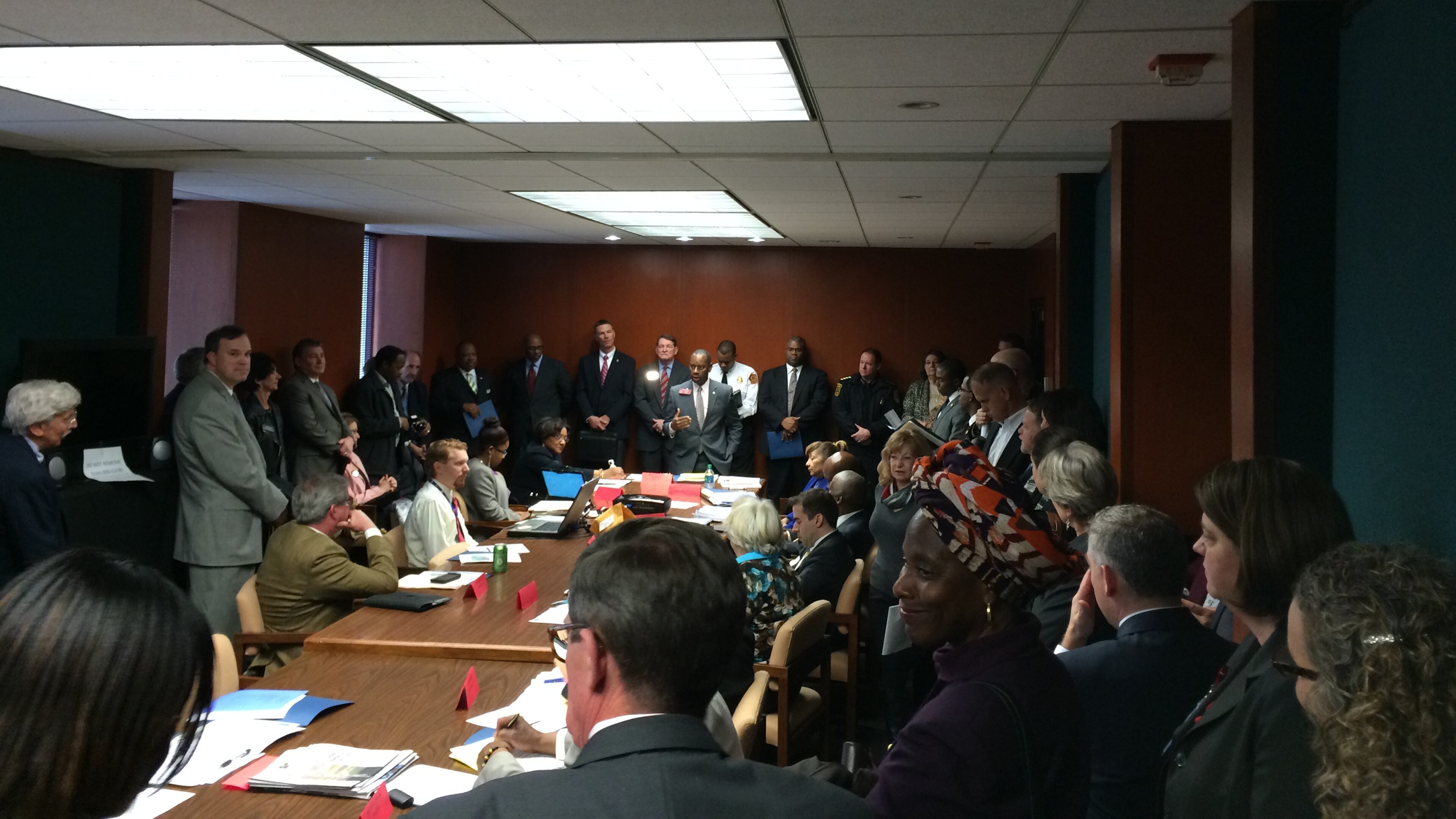 Rep. Howard Mosby, the chairman of DeKalb County's delegation, spoke at the group's first meeting of the 2015 legislative session Monday (MARK NIESSE / MARK.NIESSE@AJC.COM)