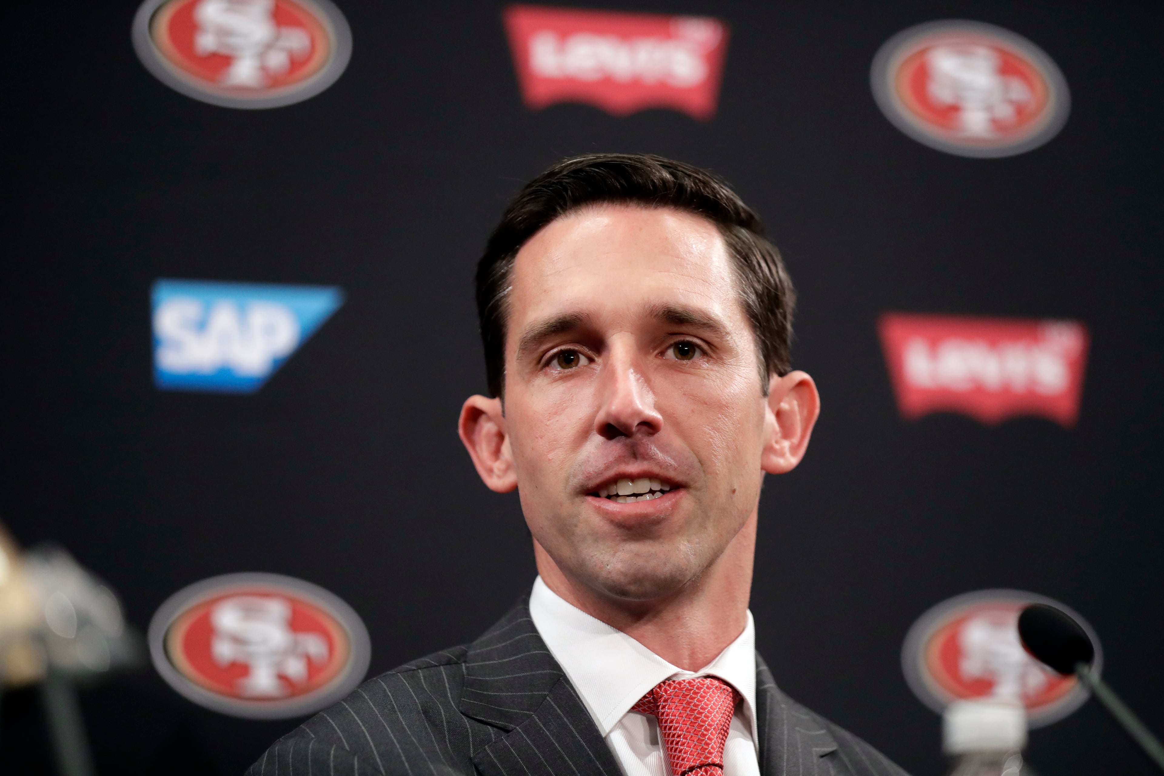 San Francisco 49ers head coach Kyle Shanahan during an NFL football press conference Thursday, Feb. 9, 2017, in Santa Clara, Calif. (AP Photo/Marcio Jose Sanchez)