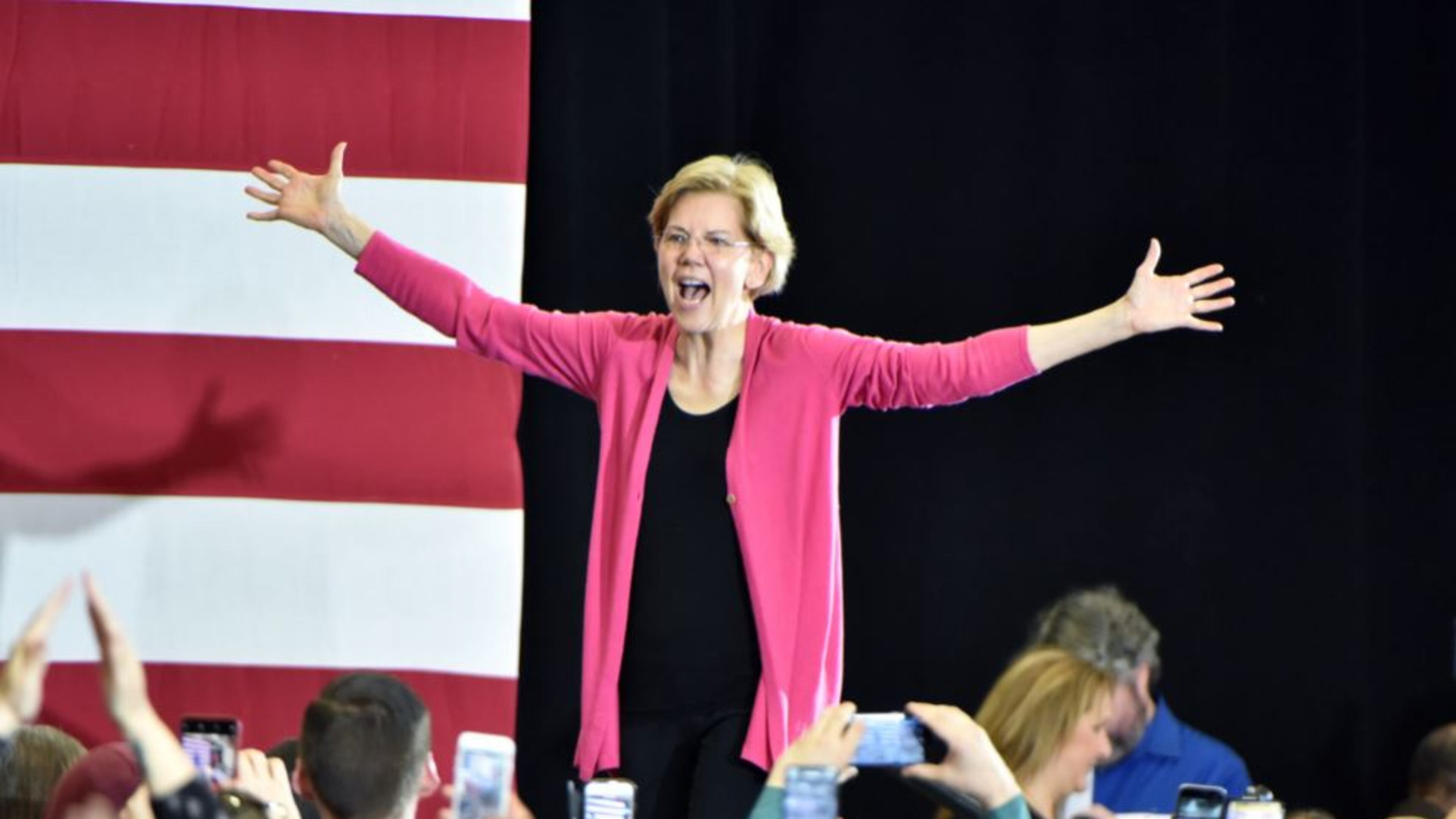 Sen. Elizabeth Warren, D-Mass., at a campaign rally Saturday in Lawrenceville. There were an estimated 1,200 attendees. (AJC photo, Hyosub Shin)