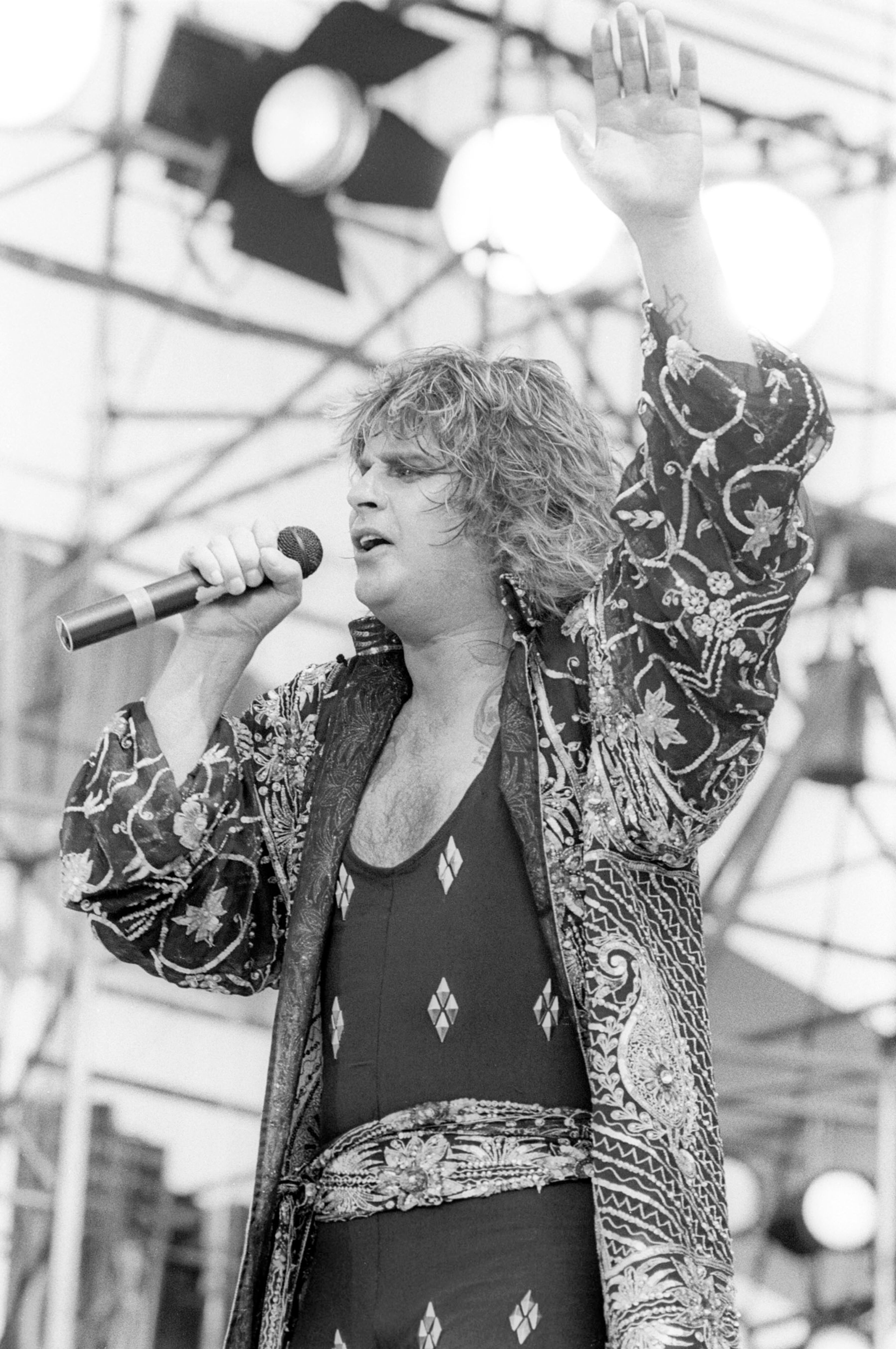Ozzy Osbourne performs for a sold-out crowd at the Live Aid concert at JFK Stadium in Philadelphia on July 13, 1985.