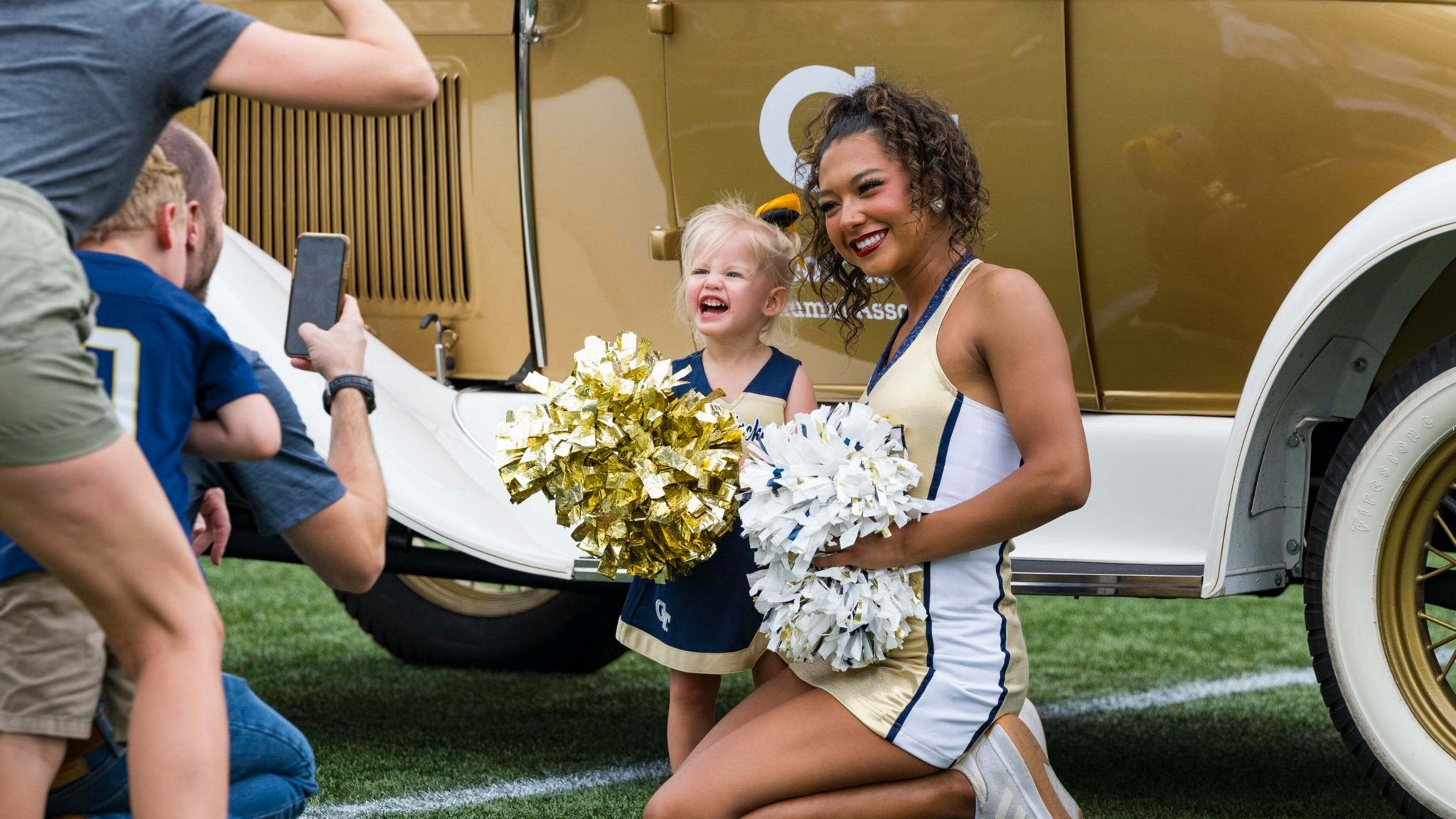 Get ready for Georgia Tech’s football season with First Saturday on the Flats, which features interactive activities and the opportunity to meet players and cheerleaders. (Courtesy of Georgia Tech)