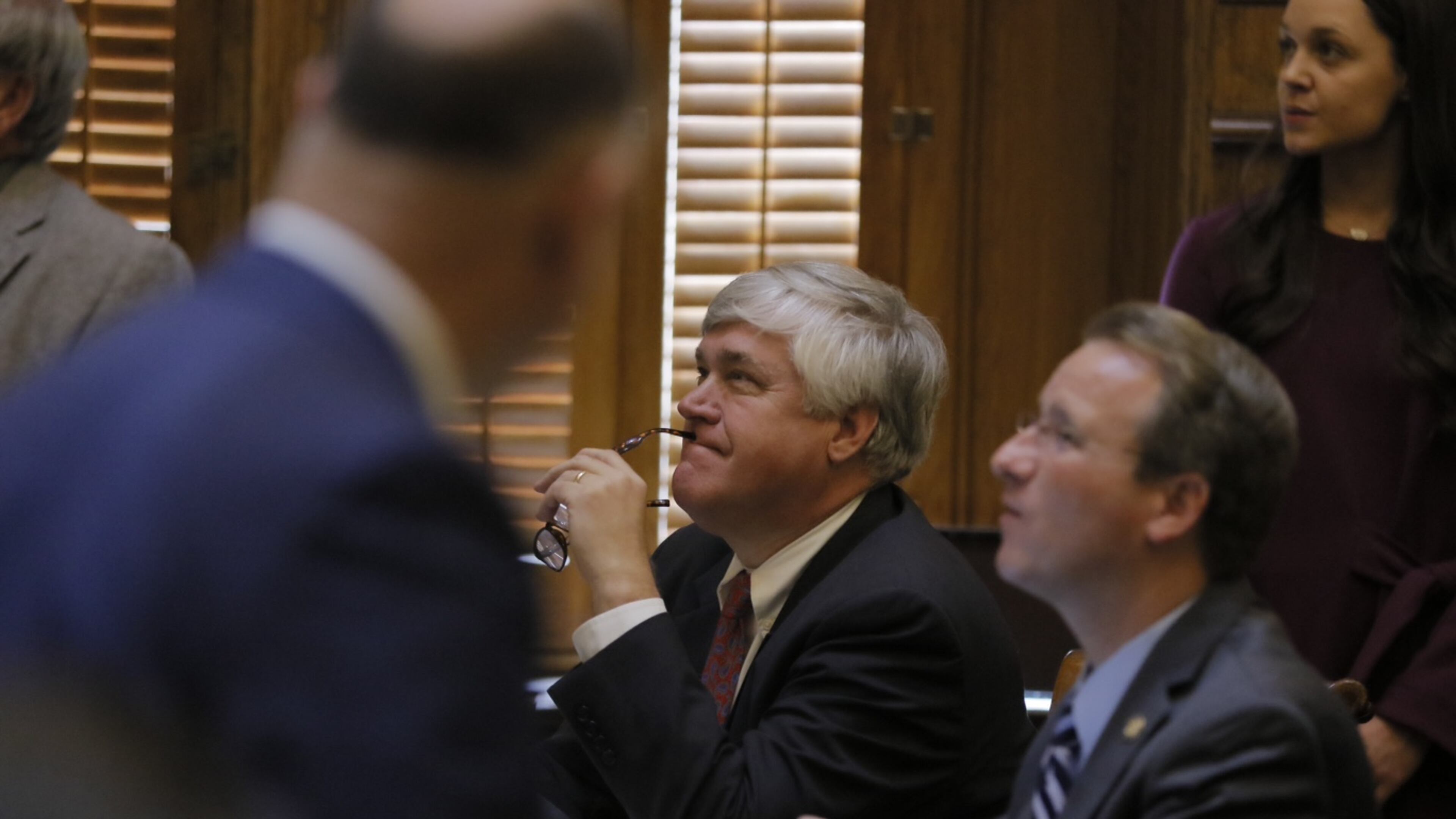 Senate Majority Leader Bill Cowsert, R-Athens, during Wednesday’s debate on his Senate Bill 1, which would broadly rewrite Georgia’s domestic terrorism law. BOB ANDRES / BANDRES@AJC.COM
