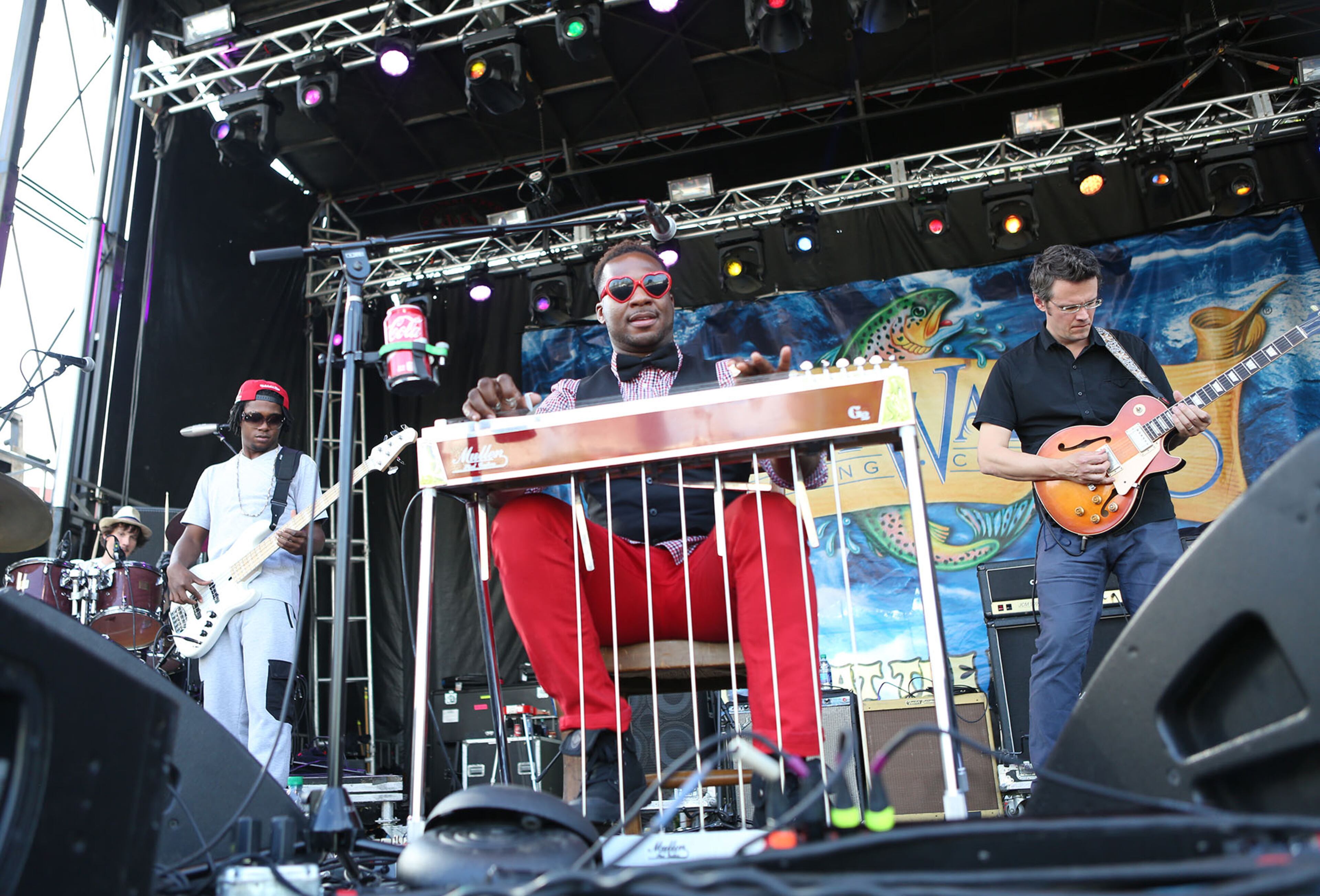 The instrumental/sacred steel, gospel blues jam band, The Word led by Robert Randolph on pedal steel, perform at SweetWater 420 Fest on Saturday, April 23, 2016 at Centennial Olympic Park in Atlanta, Ga. (Akili-Casundria Ramsess/Special to the AJC)