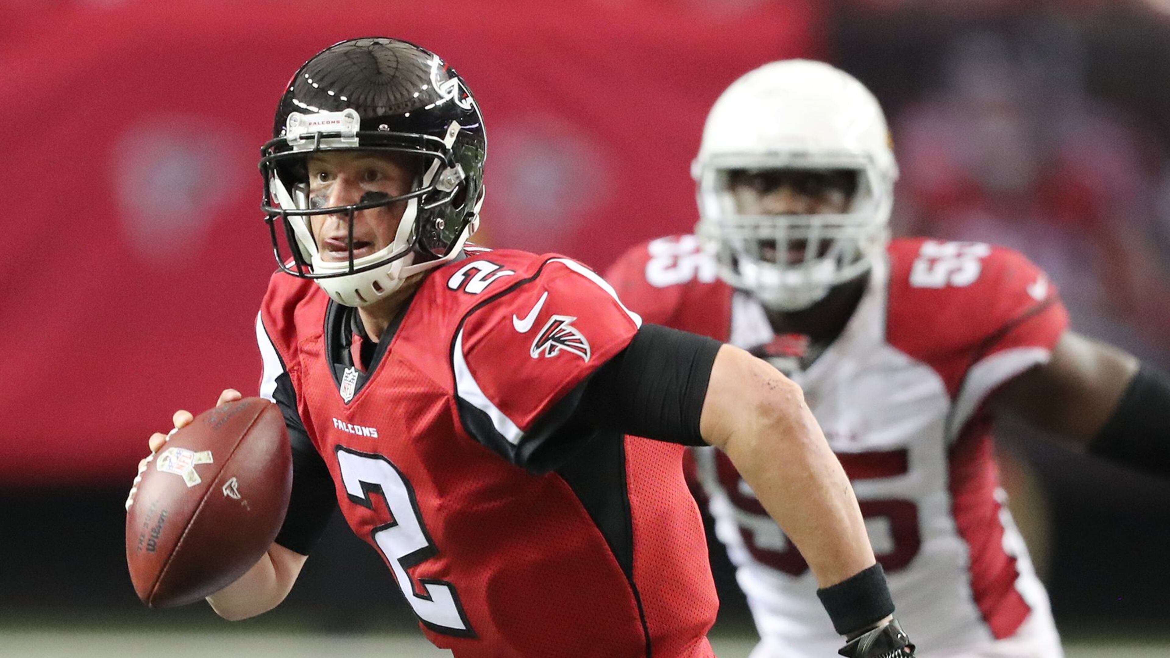 November 27, 2016, Atlanta: Falcons quarterback Matt Ryan runs for a first down on a quarterback keeper against the Cardinals during the third quarter in an NFL football game on Sunday, Nov. 27, 2016, in Atlanta. Curtis Compton/ccompton@ajc.com