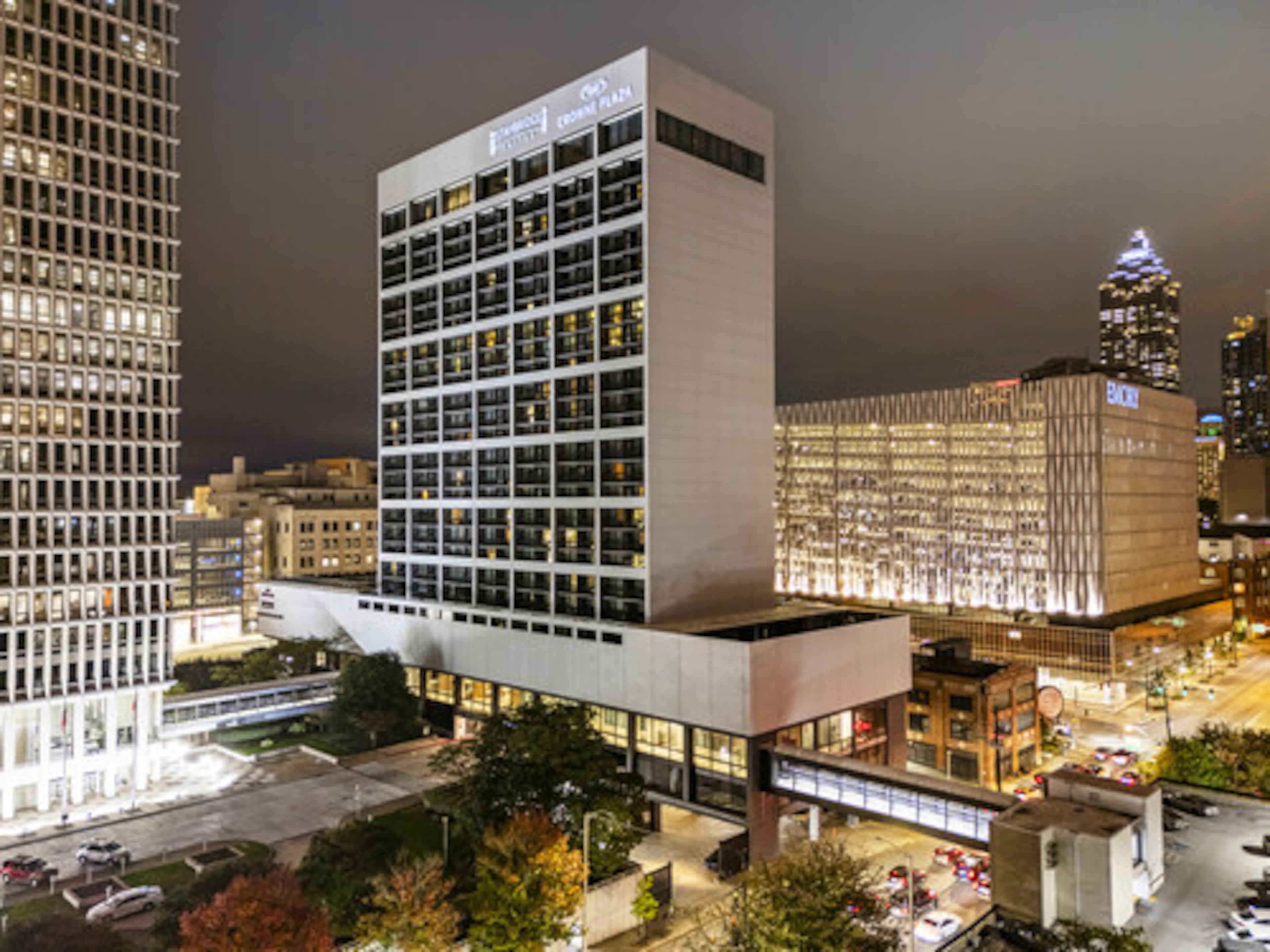 The dual-branded Crowne Plaza Atlanta Midtown and Staybridge Suites Atlanta Midtown hotel will be renovated under the Marriott flag. (Courtesy of Hodges Ward Elliott, Inc.)