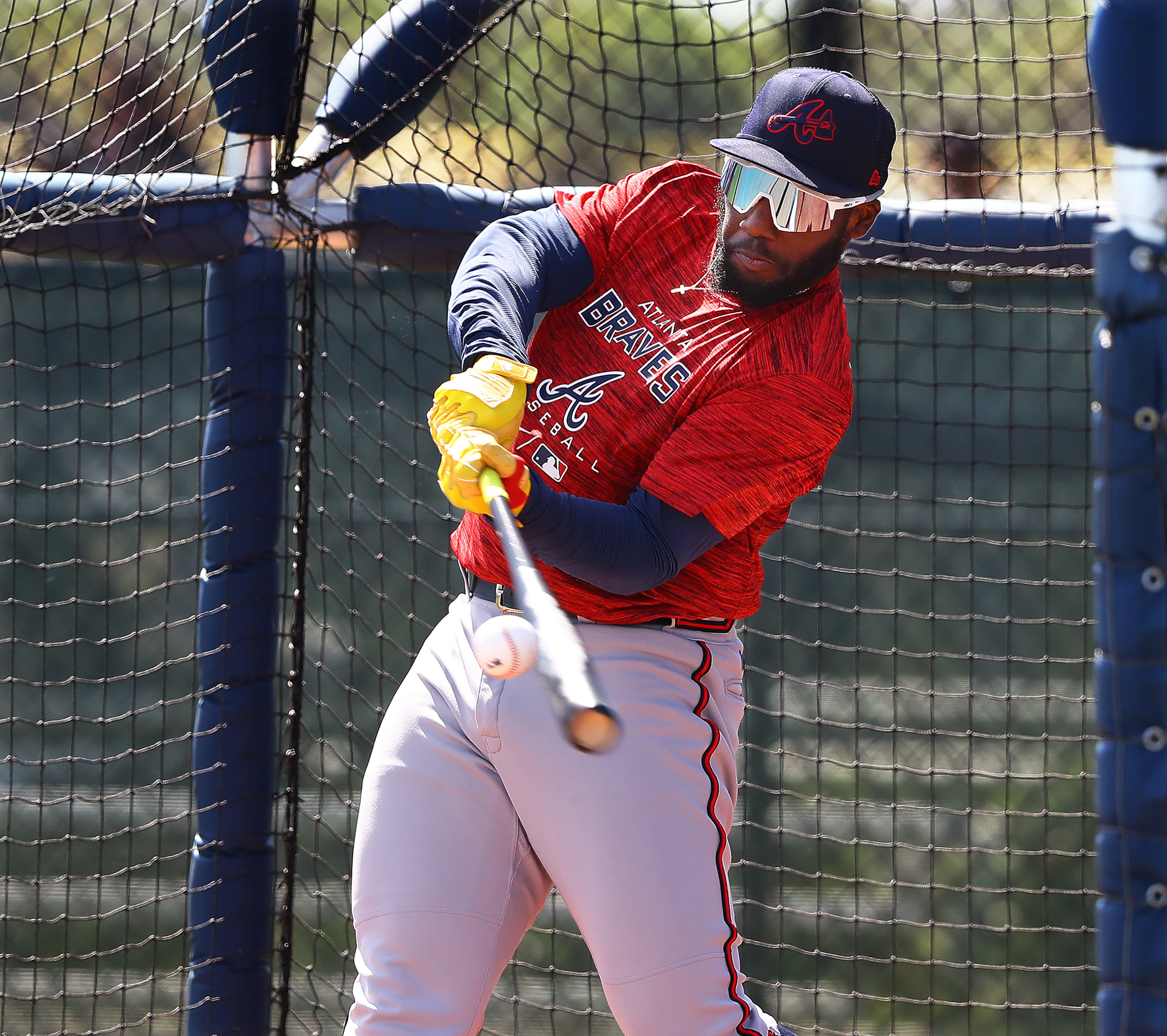 030622 North Port: Atlanta Braves outfielder Michael Harris II takes batting practice on the first day of Braves minor league spring training camp on Sunday, March 6, 2022, in North Port. “Curtis Compton / Curtis.Compton@ajc.com”`