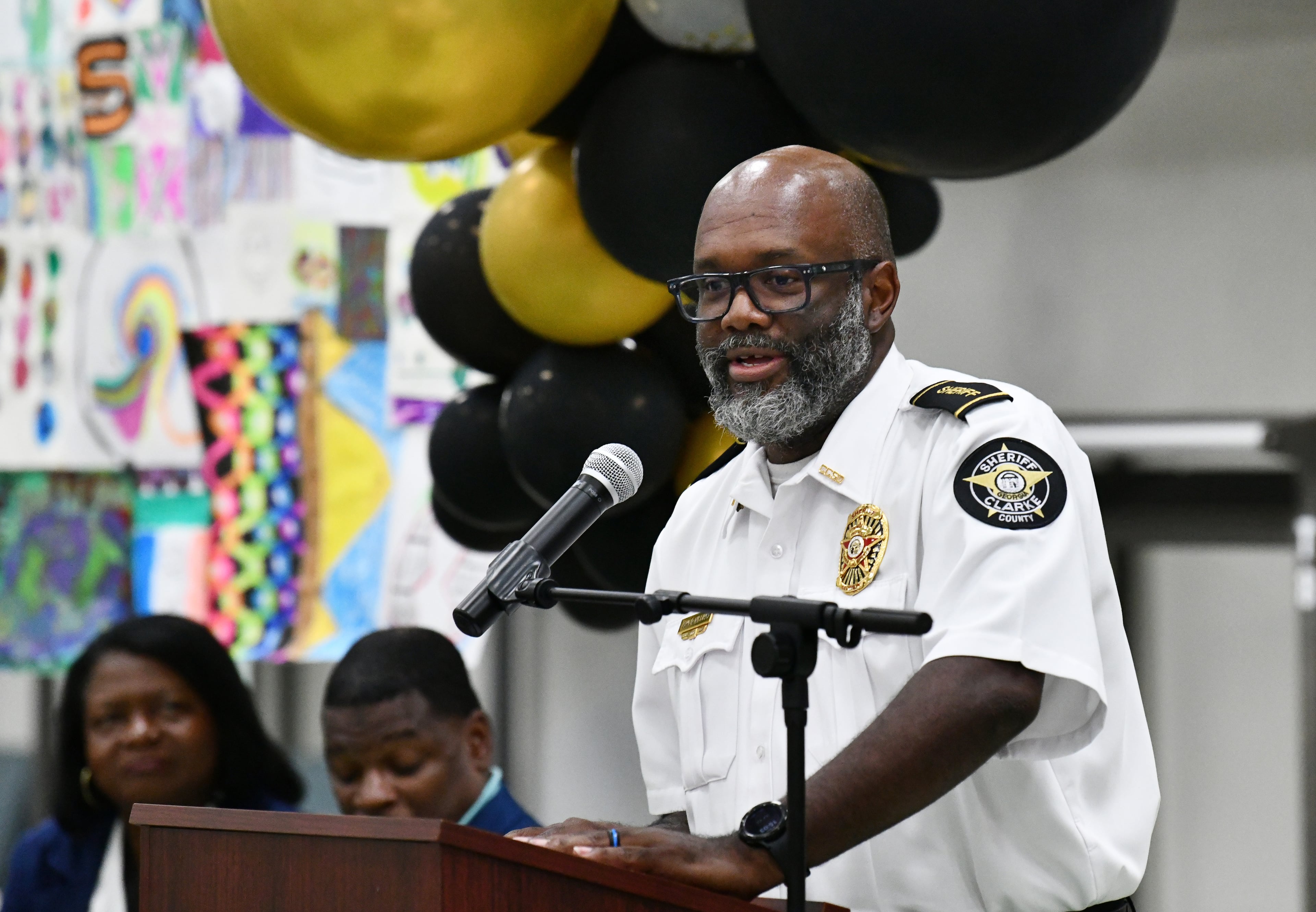 Athens-Clarke County Sheriff John Q. Williams speaks during a graduation ceremony for the Re-Entry Success Program at the Athens-Clarke County Jail on Wednesday, June 18, 2025, in Athens. (Hyosub Shin/AJC)