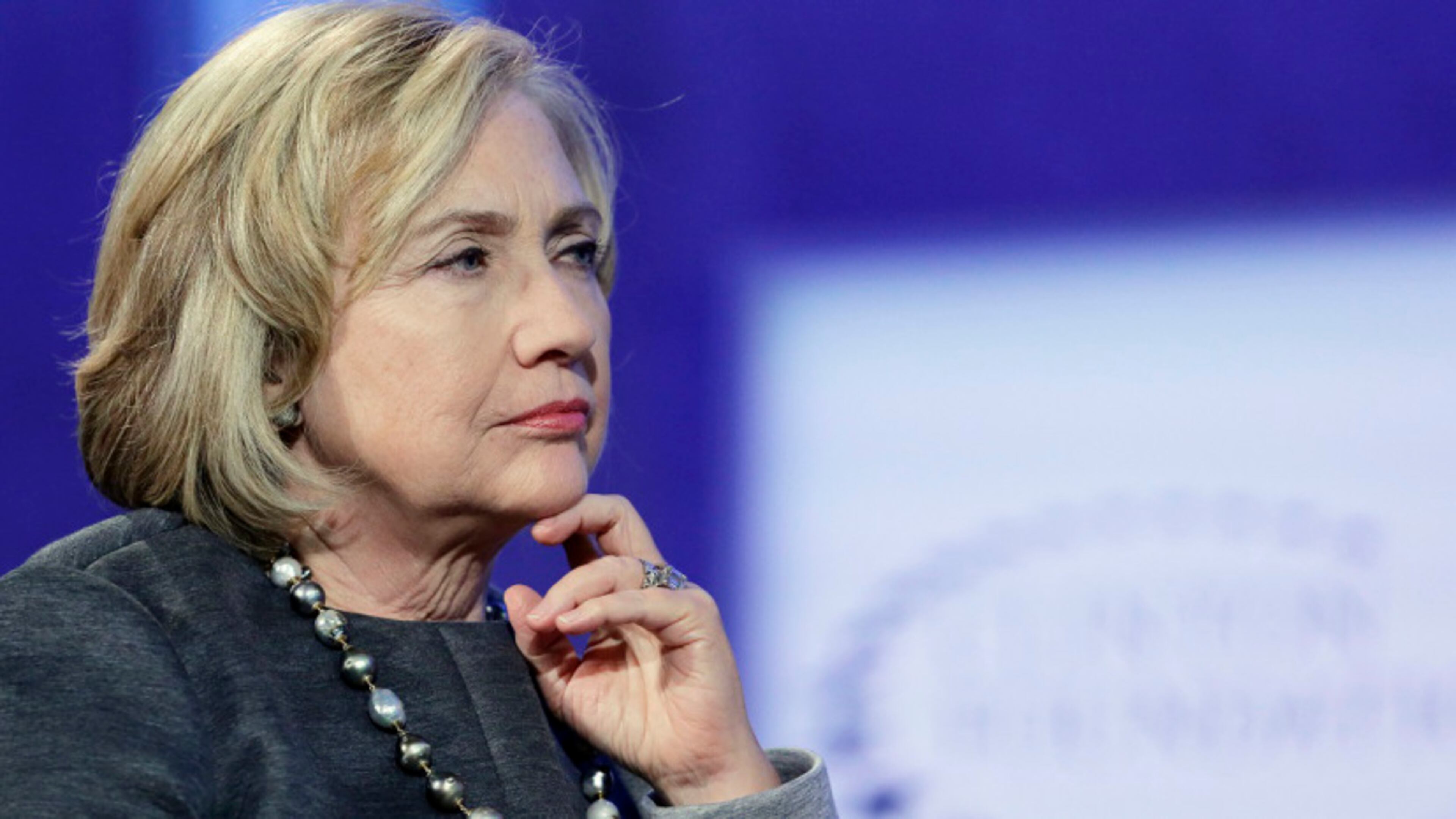 Former Secretary of State Hillary Rodham Clinton listens during a panel discussion at the Clinton Global Initiative, Monday, Sept. 22, 2014 in New York. (AP Photo/Mark Lennihan)