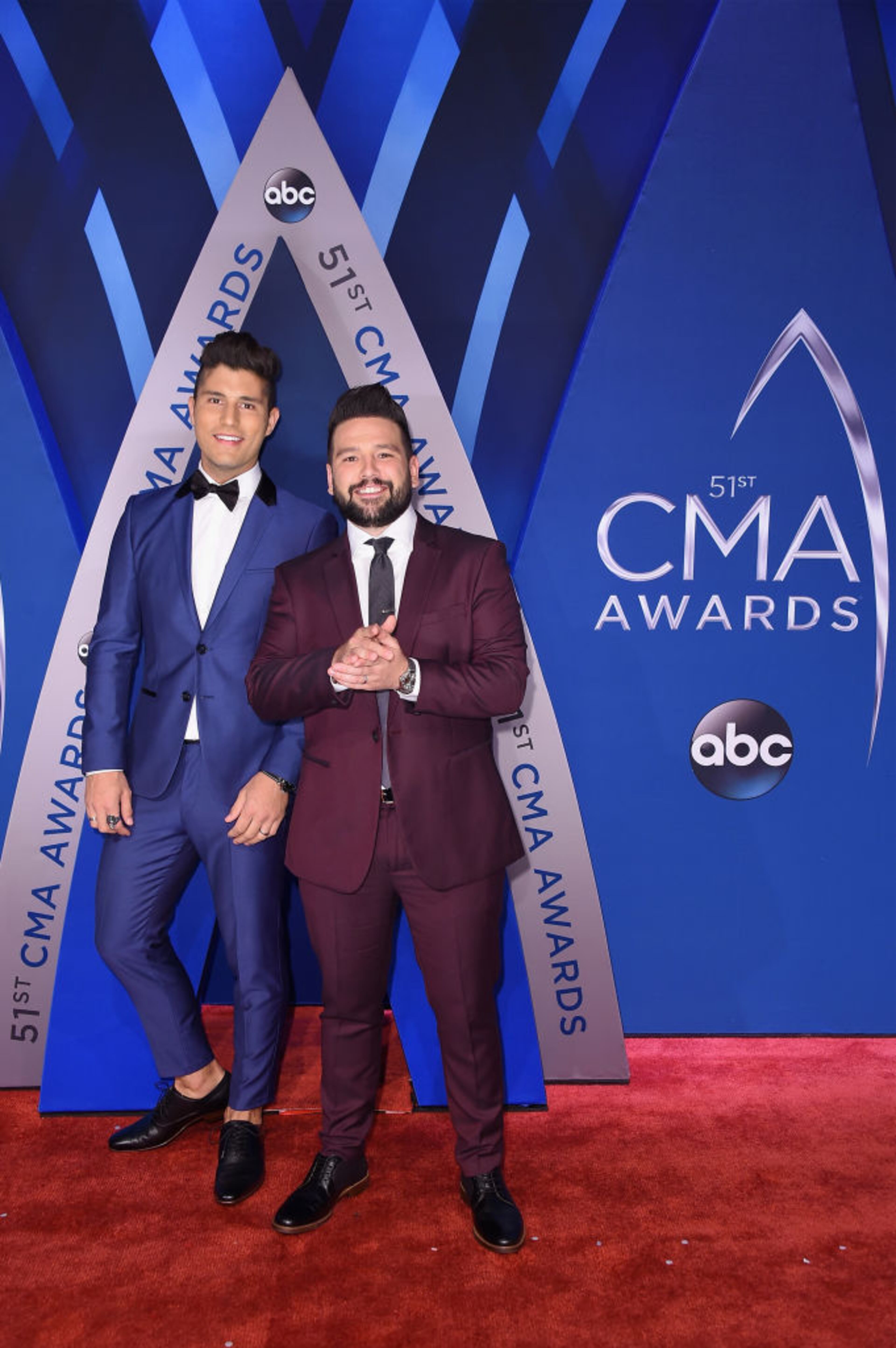 NASHVILLE, TN - NOVEMBER 08: Dan Smyers and Shay Mooney of Dan+ Shay attend the 51st annual CMA Awards at the Bridgestone Arena on November 8, 2017 in Nashville, Tennessee. (Photo by Michael Loccisano/Getty Images)