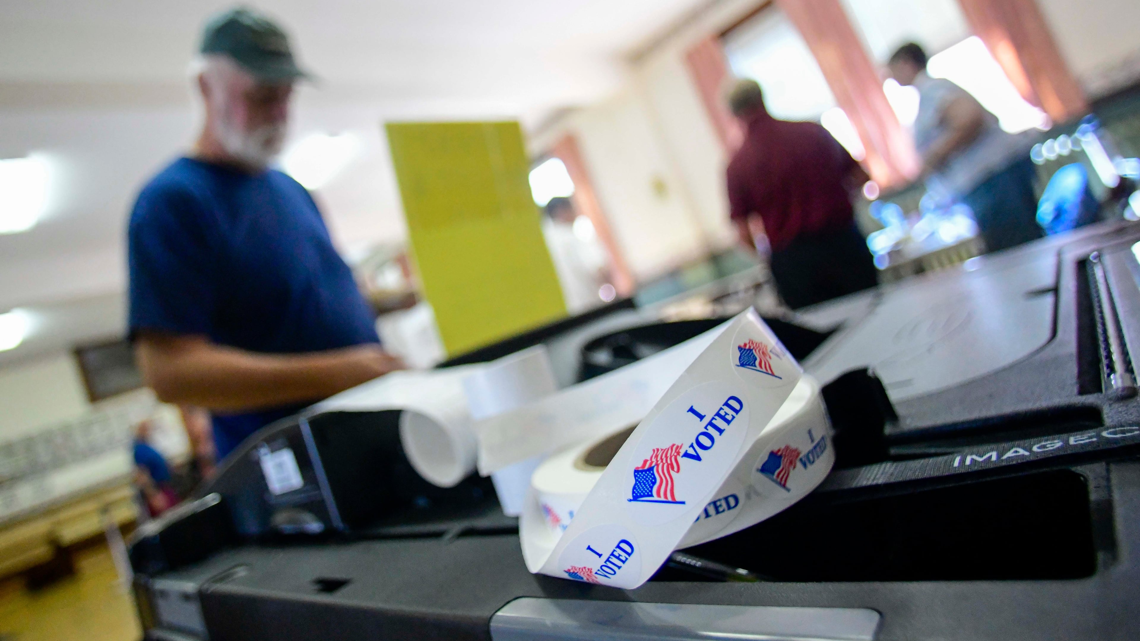 Sean Reid of Rockingham, Vt., casts his ballot at the polling station in Rockingham during Vermont's state and federal primary elections on Tuesday, Aug. 11, 2026. (Kristopher Radder/The Brattleboro Reformer via AP)