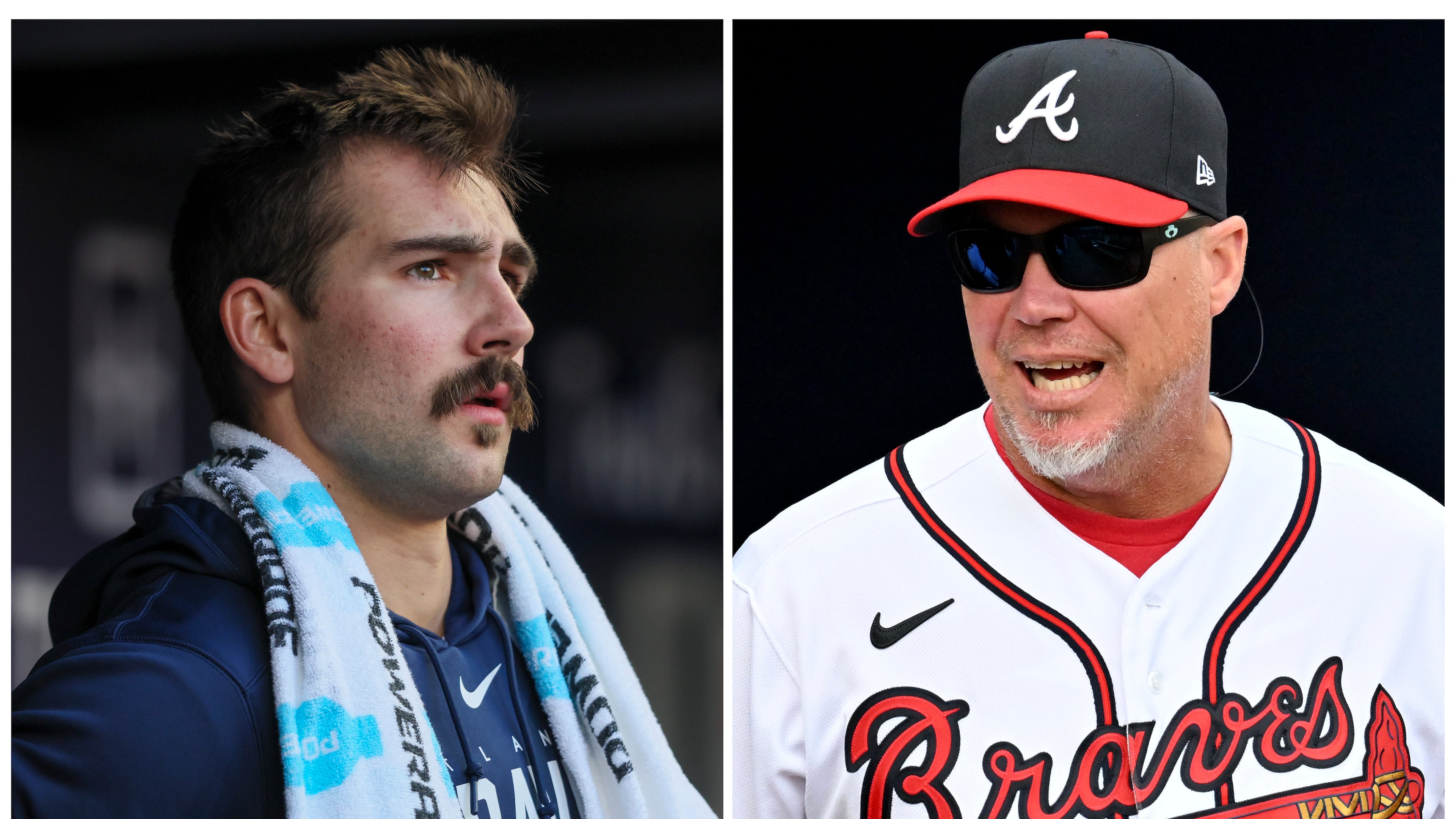Atlanta Braves' pitcher Spencer Strider (left) recently took to Instagram to post former President Barack Obama's criticism of “unprecedented tactics” by federal immigration agents. Braves legend Chipper Jones (right) drew a large response to a recent social media post that was interpreted as backing law enforcement. (Hyosub Shin/AJC 2023, Jason Getz/AJC 2023)