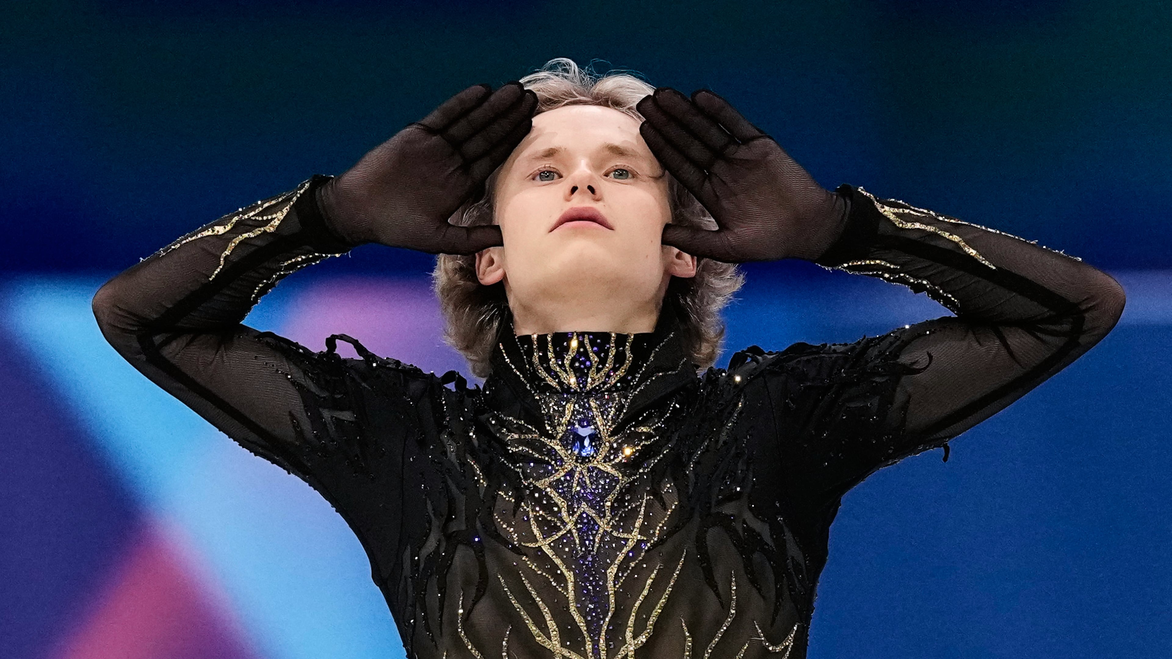 Ilia Malinin of the United States competes during the men's free skate program in figure skating at the 2026 Winter Olympics, in Milan, Italy, Friday, Feb. 13, 2026. (AP Photo/Ashley Landis)