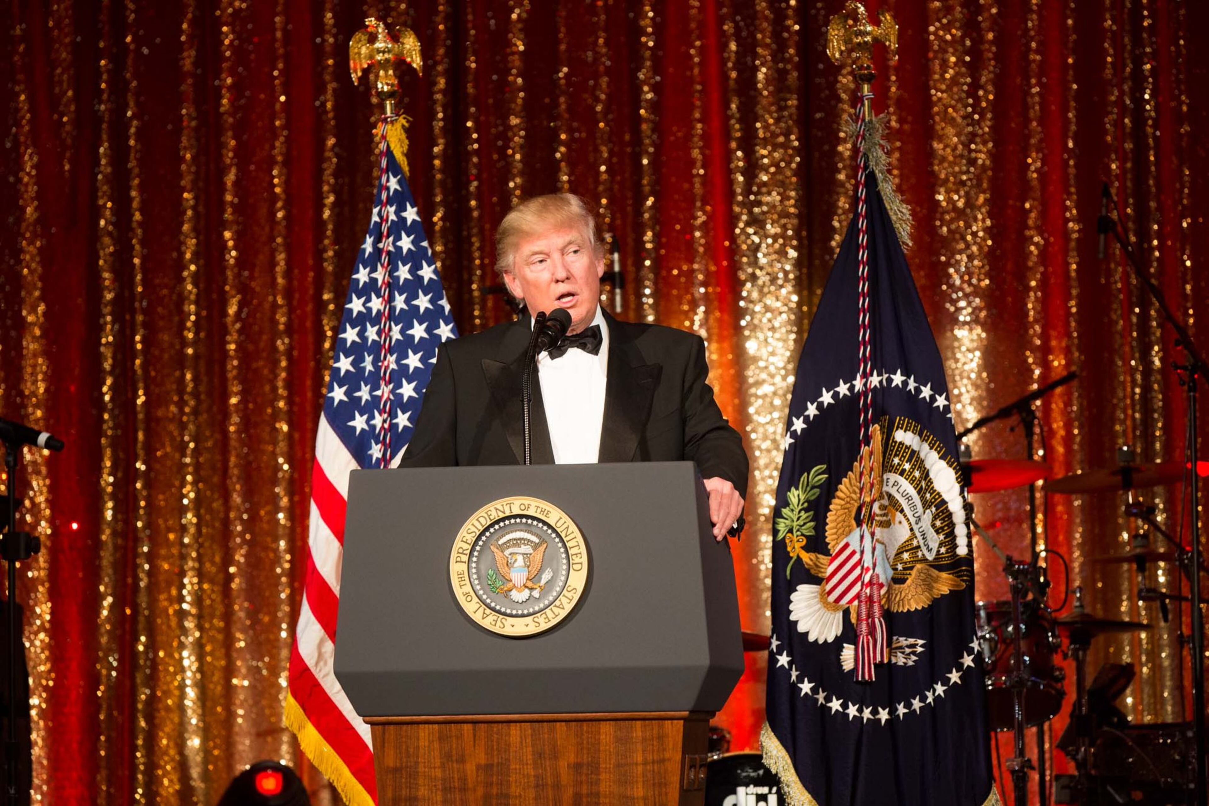 The President of the United States of America, Donald J. Trump, speaks during the 60th International Red Cross Ball at Mar-a-Lago on Feb. 4. Photo by CAPEHART
