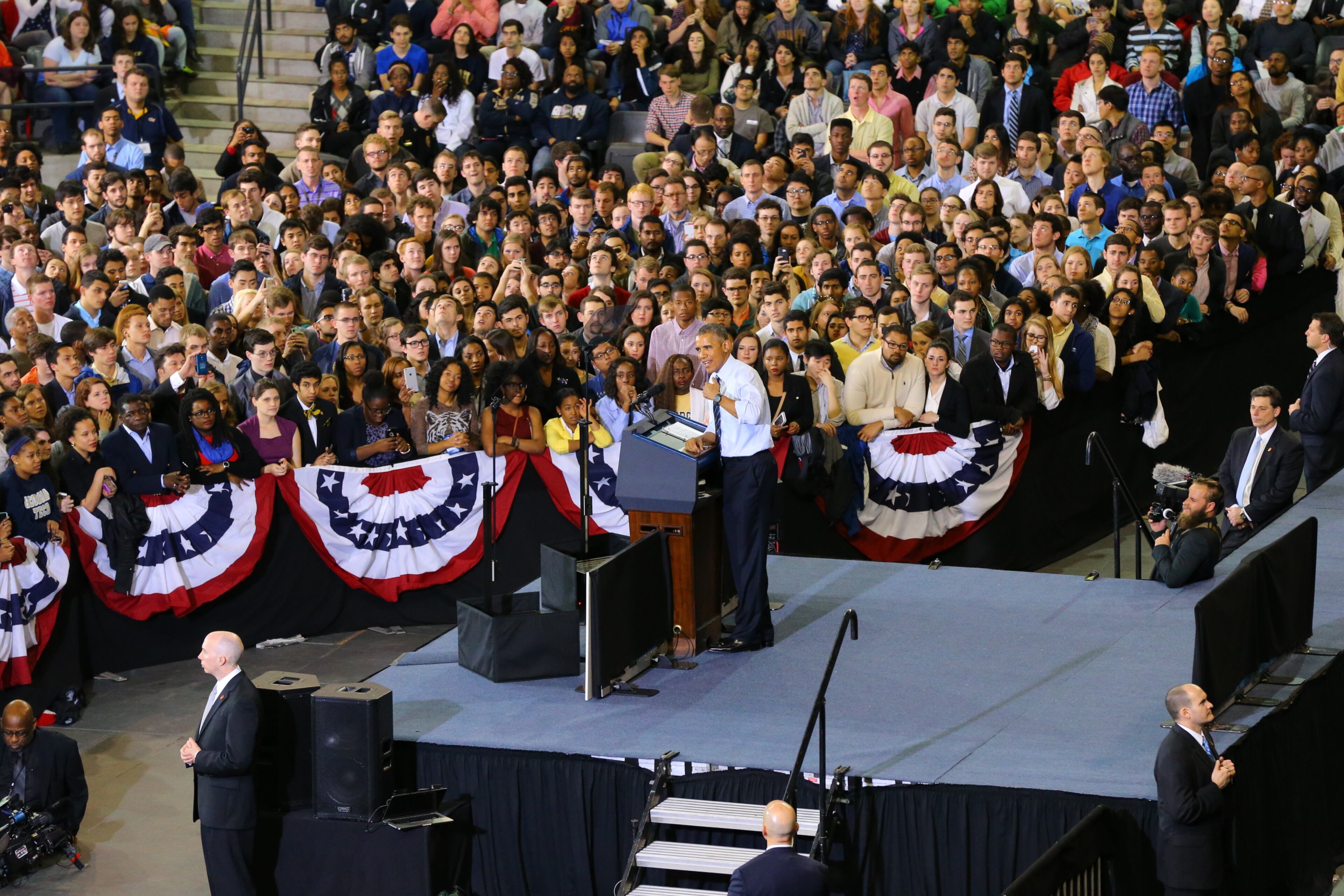 The scene Tuesday, March 10, 2015, as President Obama visited Atlanta and Georgia Tech.