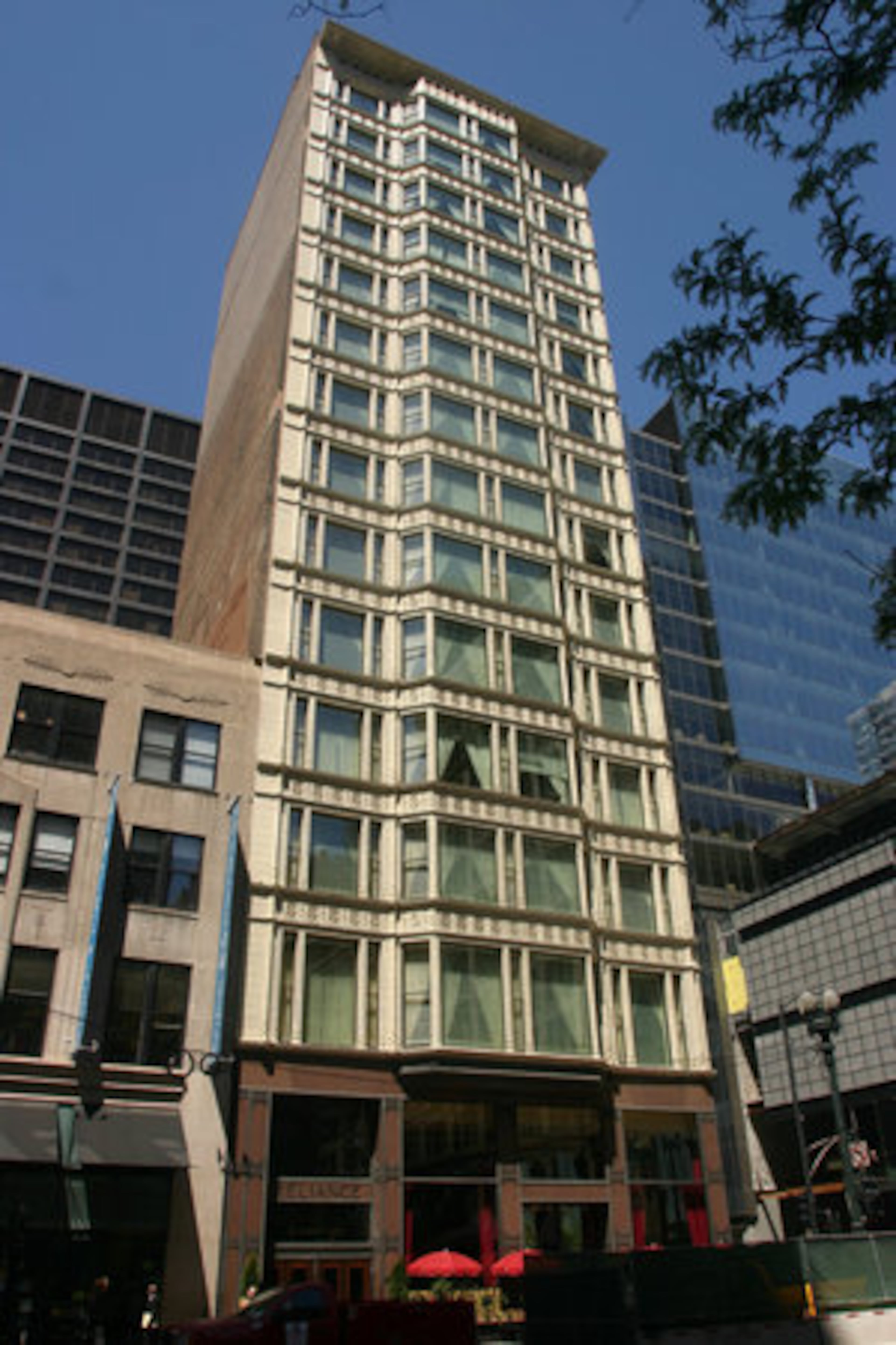 The Reliance Building is said to be the precursor of modern architecture because of the amount of glass used in the terra cotta facade.
