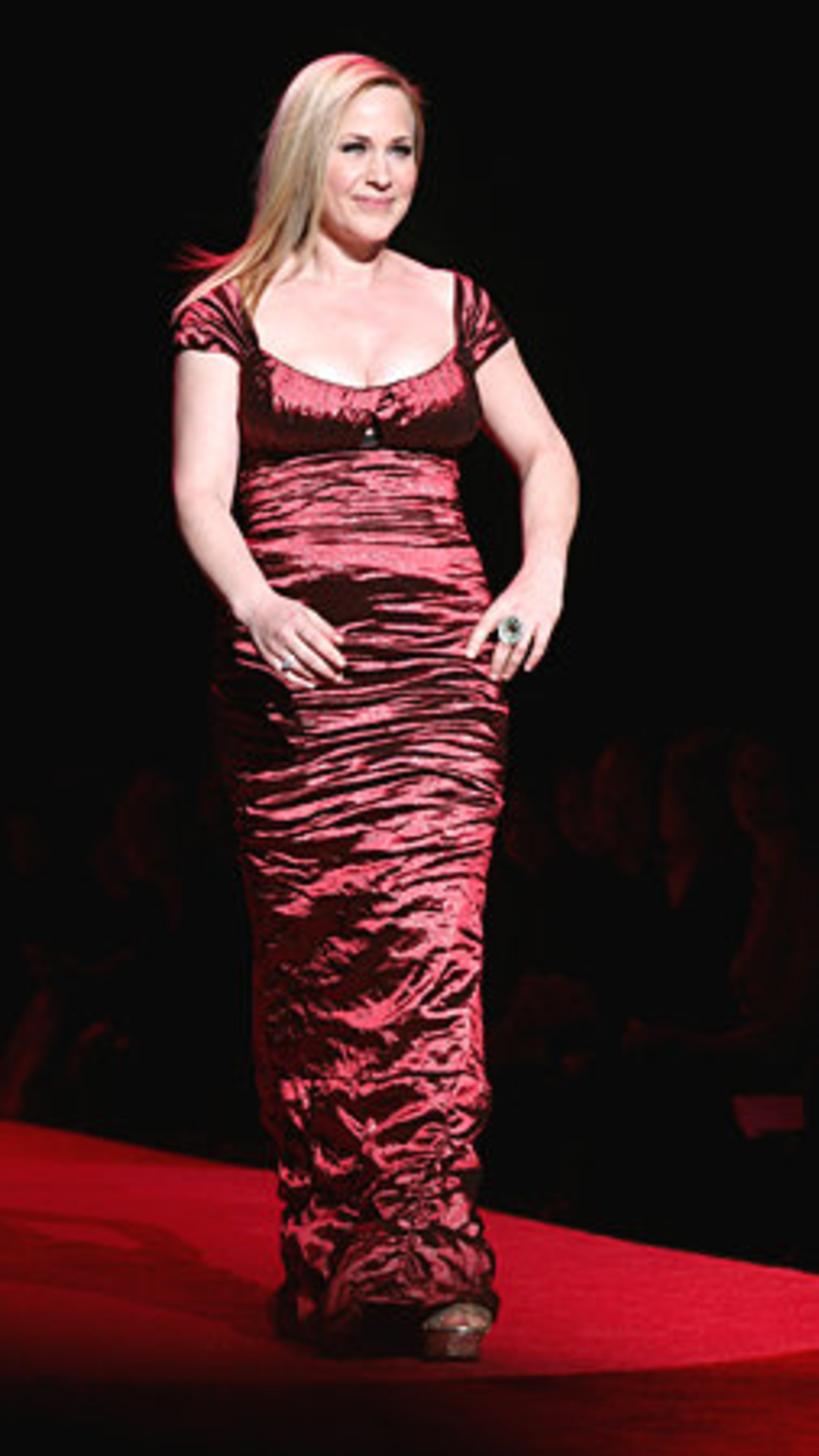 Patricia Arquette models a Nicole Miller design.