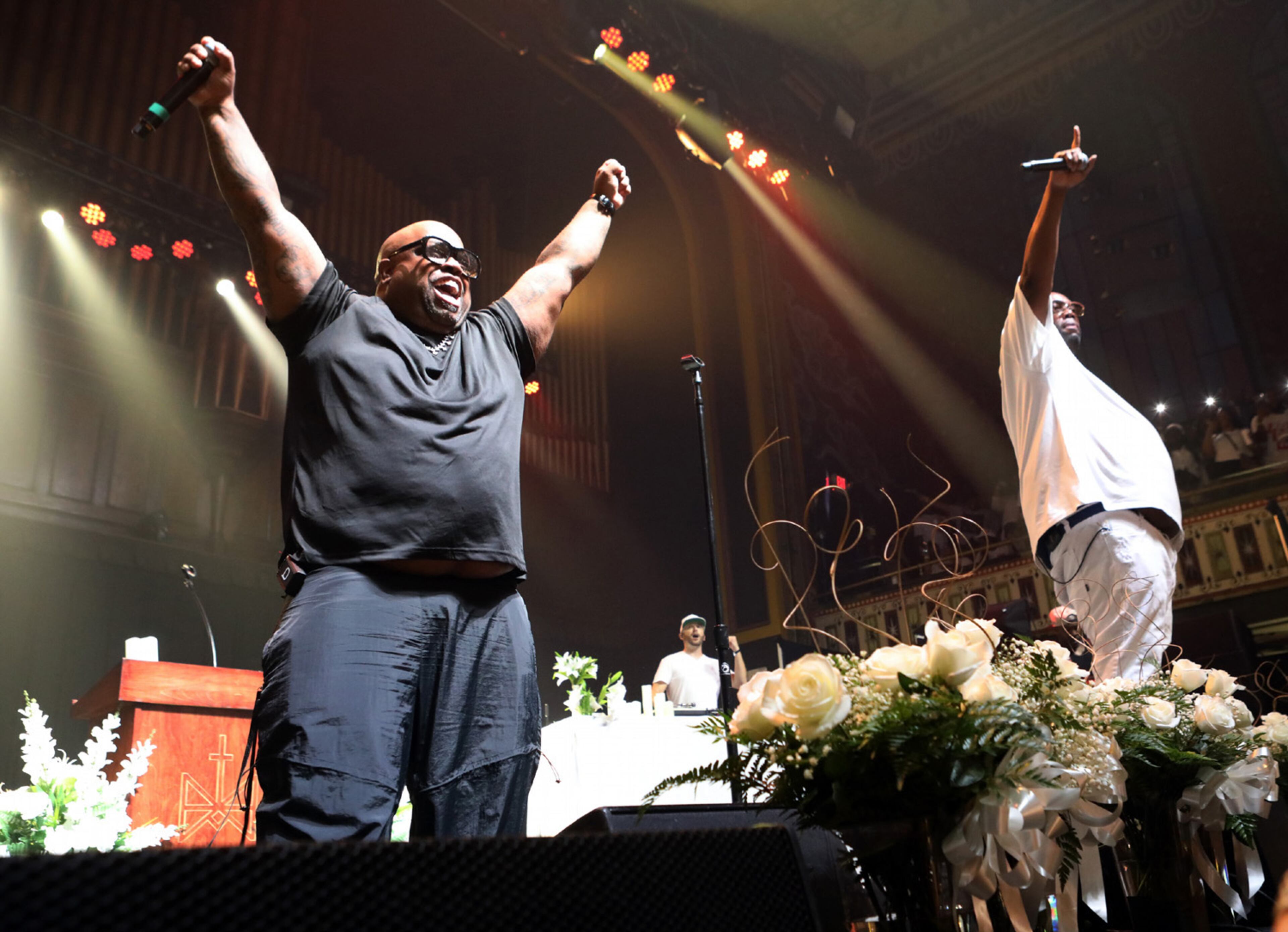 Atlanta native Killer Mike energized the sold out Tabernacle on Thursday, July 13, 2023. Ceelo Green (left) joined Mike for one song.
Robb Cohen for the Atlanta Journal-Constitution