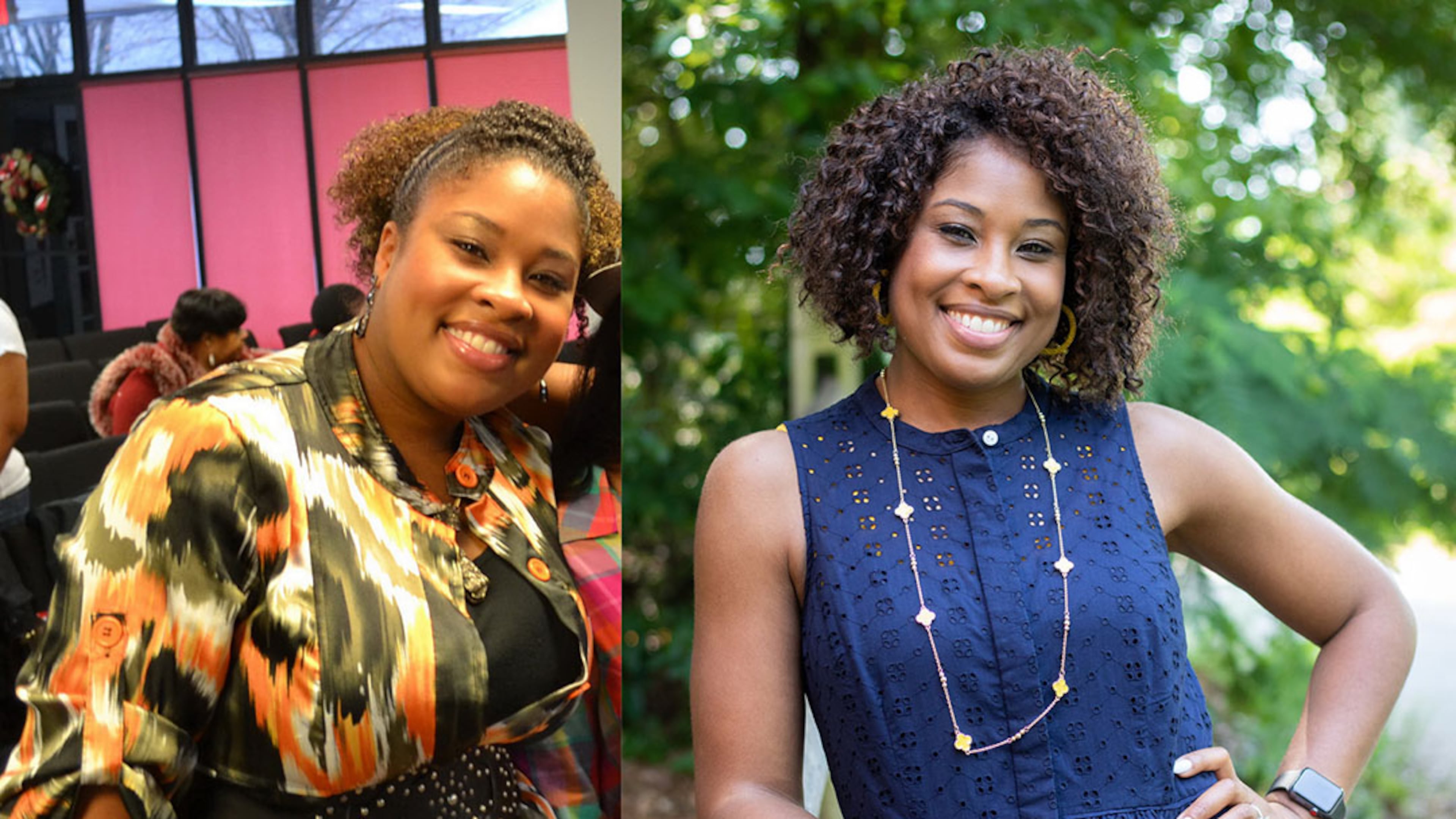 In the photo on the left, taken in December 2013, Whitney Miner weighed 180 pounds (Photo contributed by Whitney Miner). In the photo on the right, taken last year, she weighed 150 pounds (Photo contributed by Takia Lamb of TK Consulting & Design, https://tkconsultingdesign.com/ used with permission).