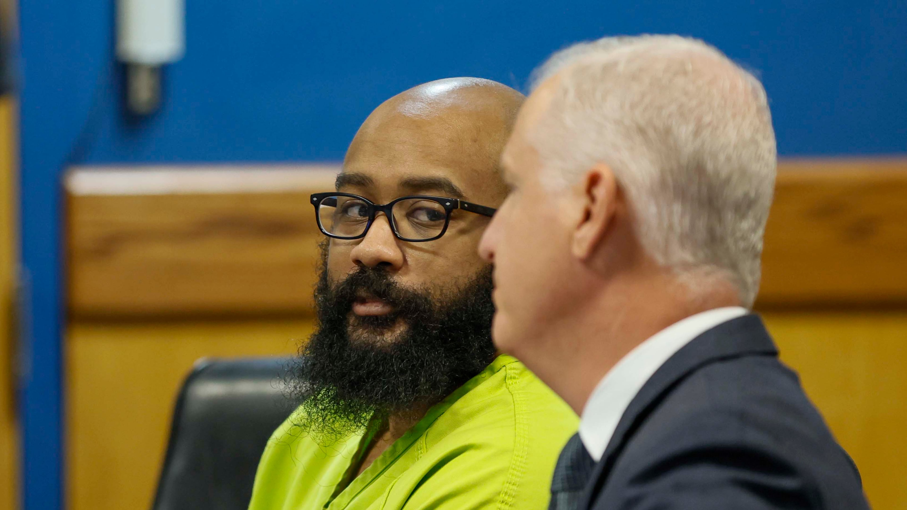 Koby Minor, a former APD officer, looks at his attorney as he enters the courtroom for his sentencing hearing on Tuesday, October 7, 2025. Minor is being sentenced after he killed Reginald Folks, a Lyft driver, in May 2024.
(Miguel Martinez/ AJC)