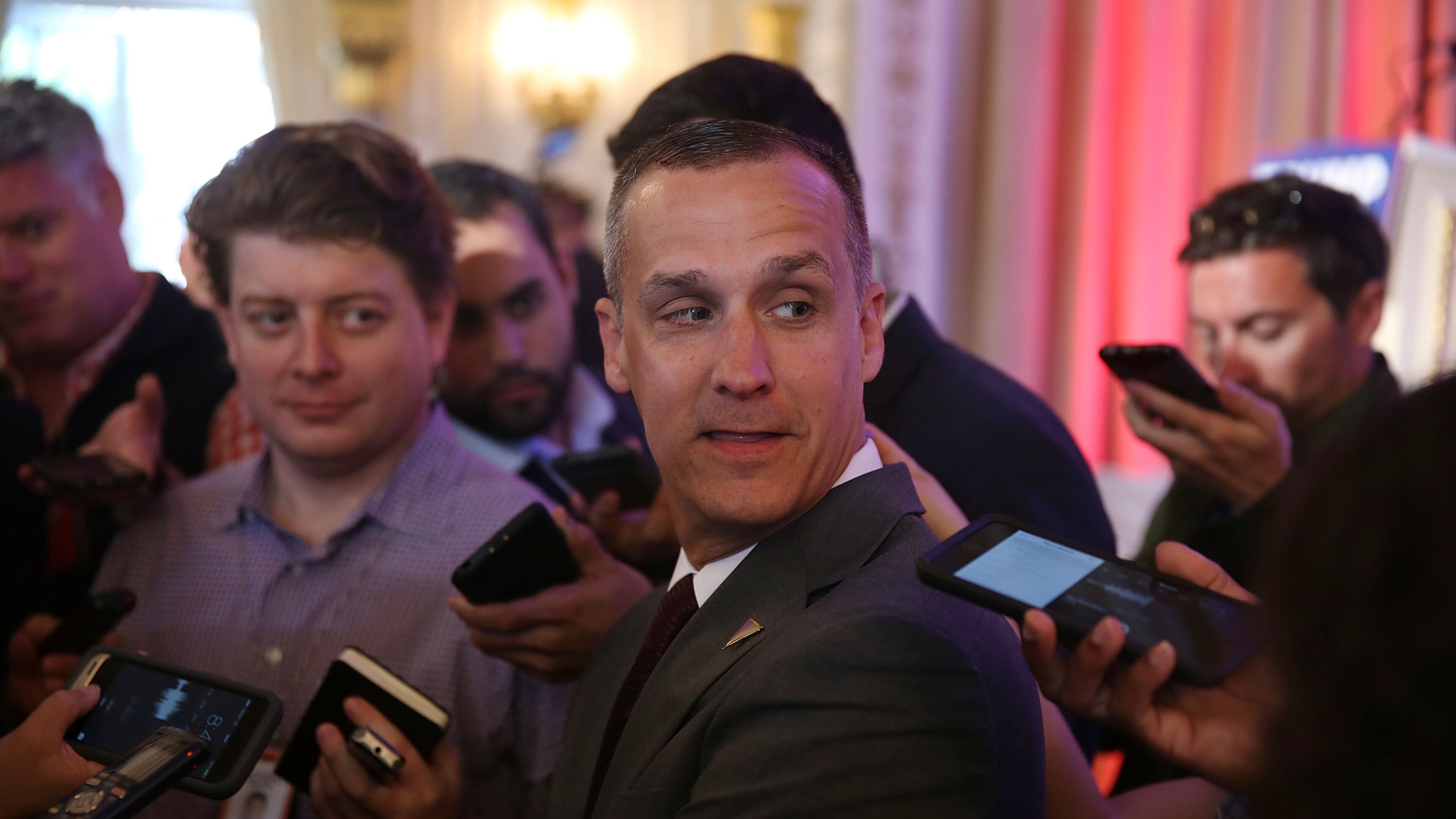 Corey Lewandowski campaign manager for Republican presidential candidate Donald Trump speaks with the media before former presidential candidate Ben Carson gives his endorsement to Mr. Trump at the Mar-A-Lago Club on March 11, 2016 in Palm Beach, Florida. Presidential candidates continue to campaign before Florida’s primary day Tuesday. (Photo by Joe Raedle/Getty Images)