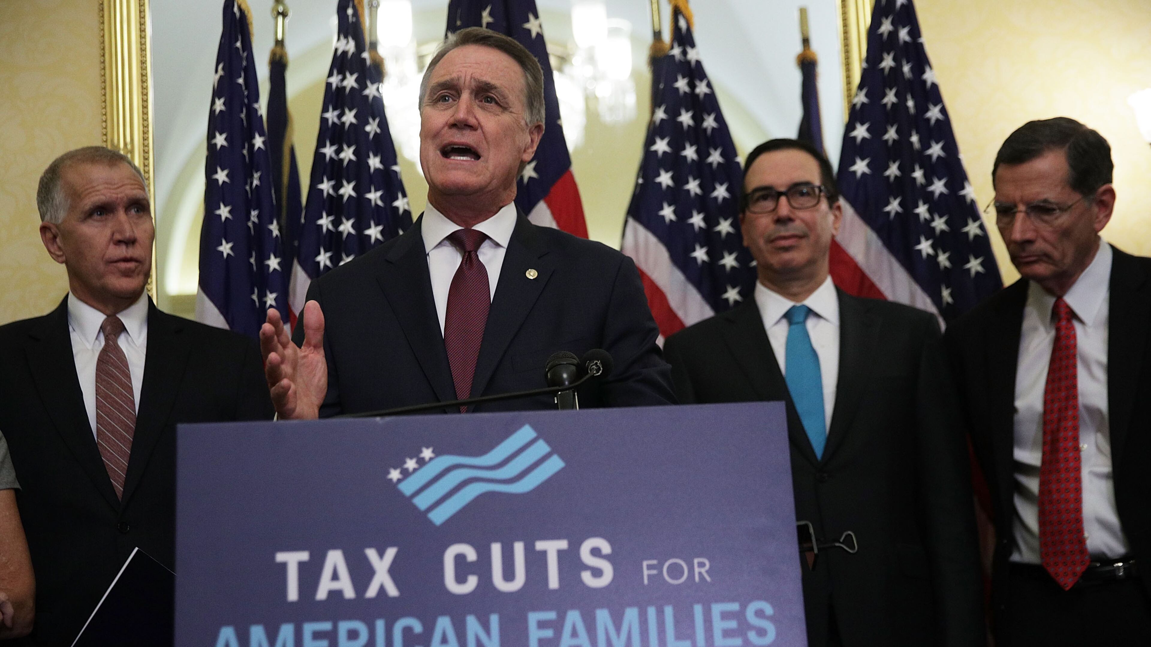 U.S. Sen. David Perdue, R-Ga., speaks at a press conference on Capitol Hill earlier this week. (Photo by Alex Wong/Getty Images)