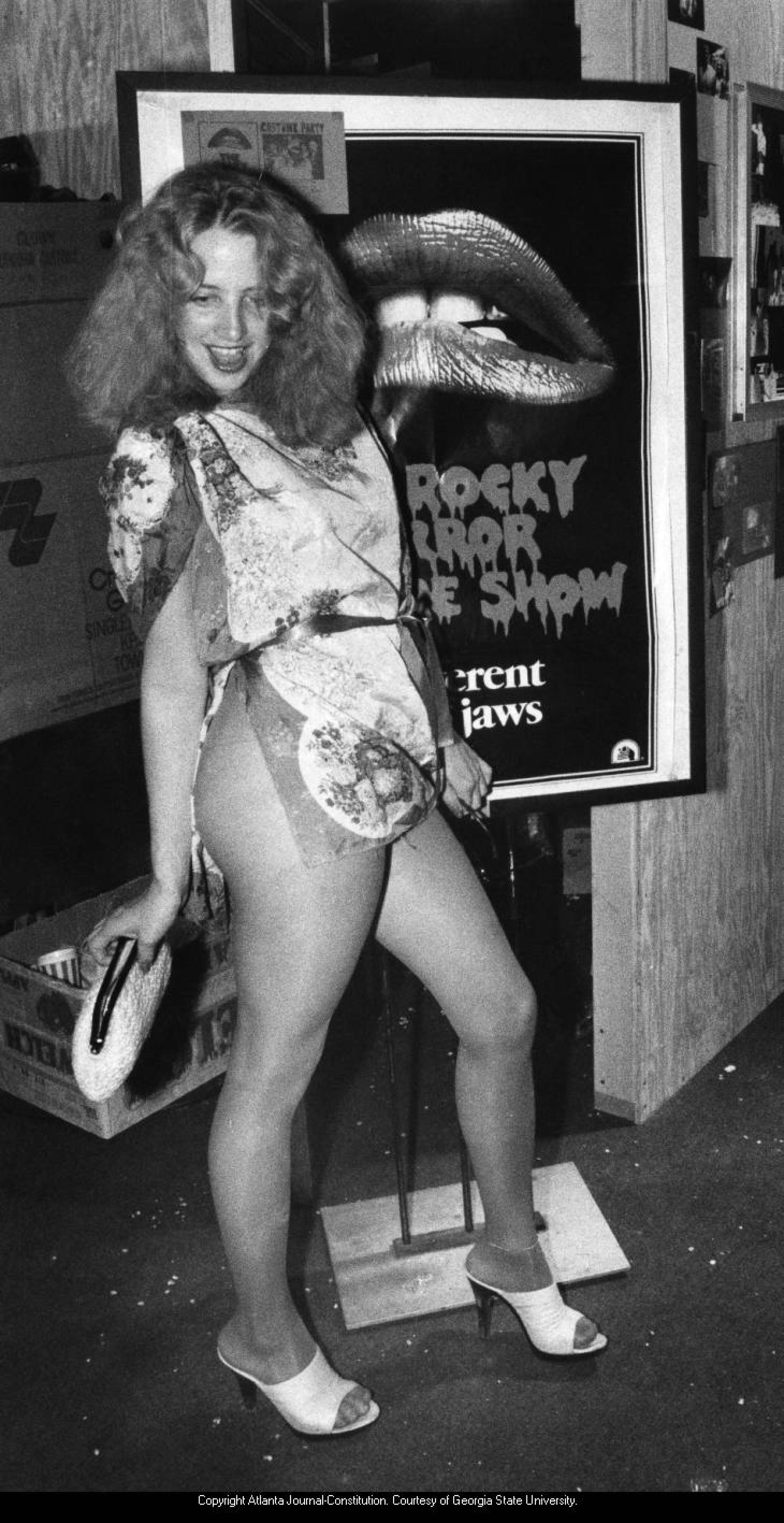 1978 -- Cindy Smith of Atlanta strikes a pose for the camera at a screening of the cult classic film “The Rocky Horror Picture Show.” JEROME McCLENDON / AJC FILE